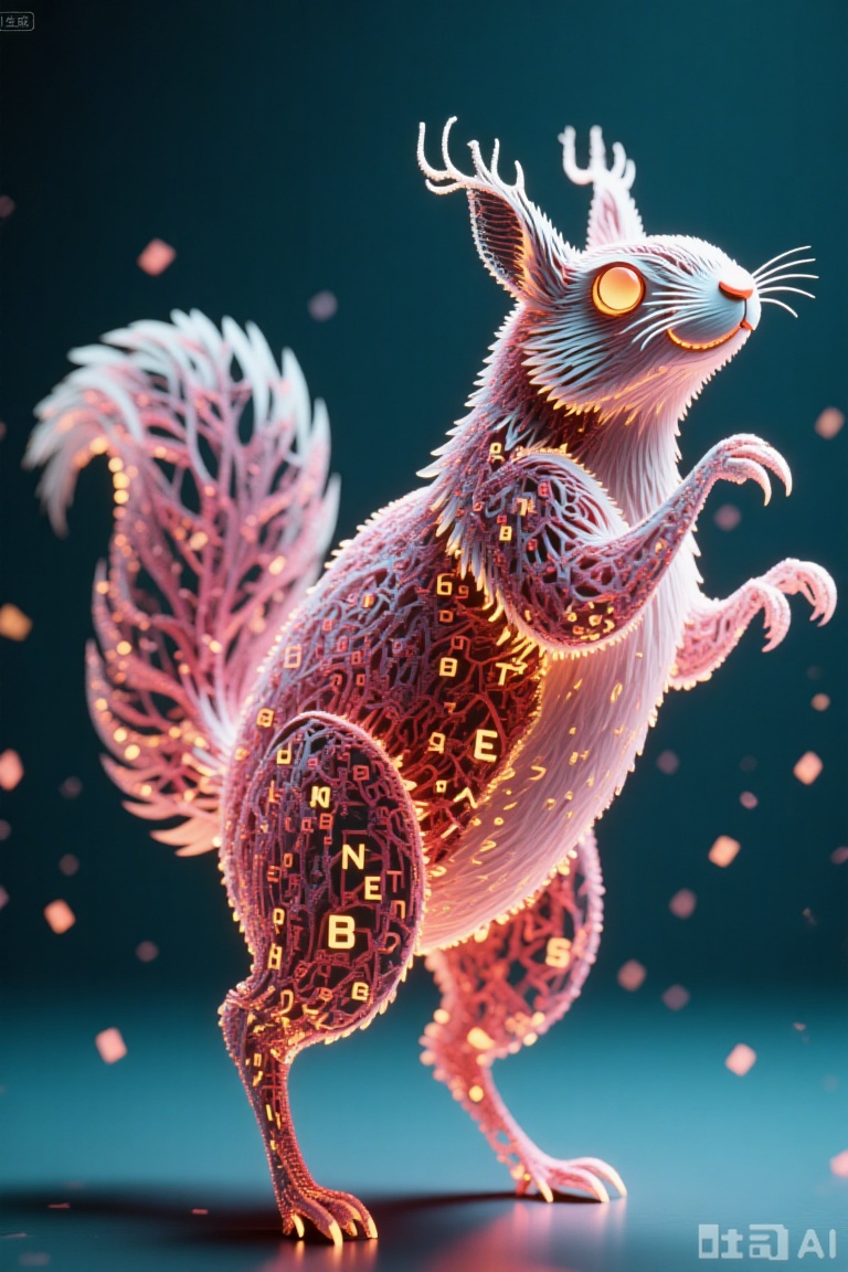 ascii character light spot,squirrel,Three-dimensional paper-cutting art