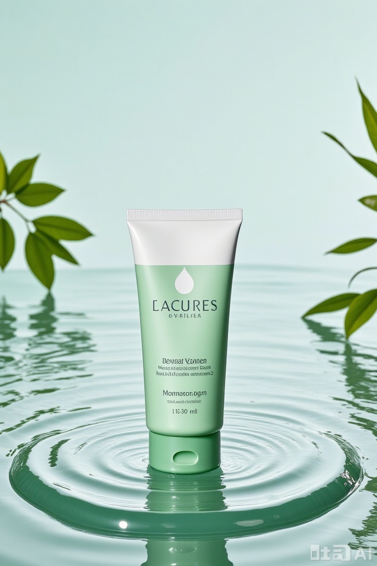 "E-commerce, cosmetic scene, with water elements,lake
