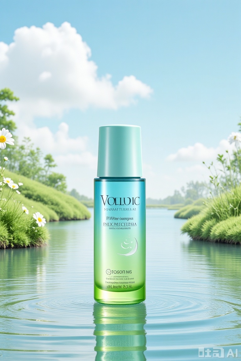 "E-commerce, cosmetic scene, with water elements,lake,山川