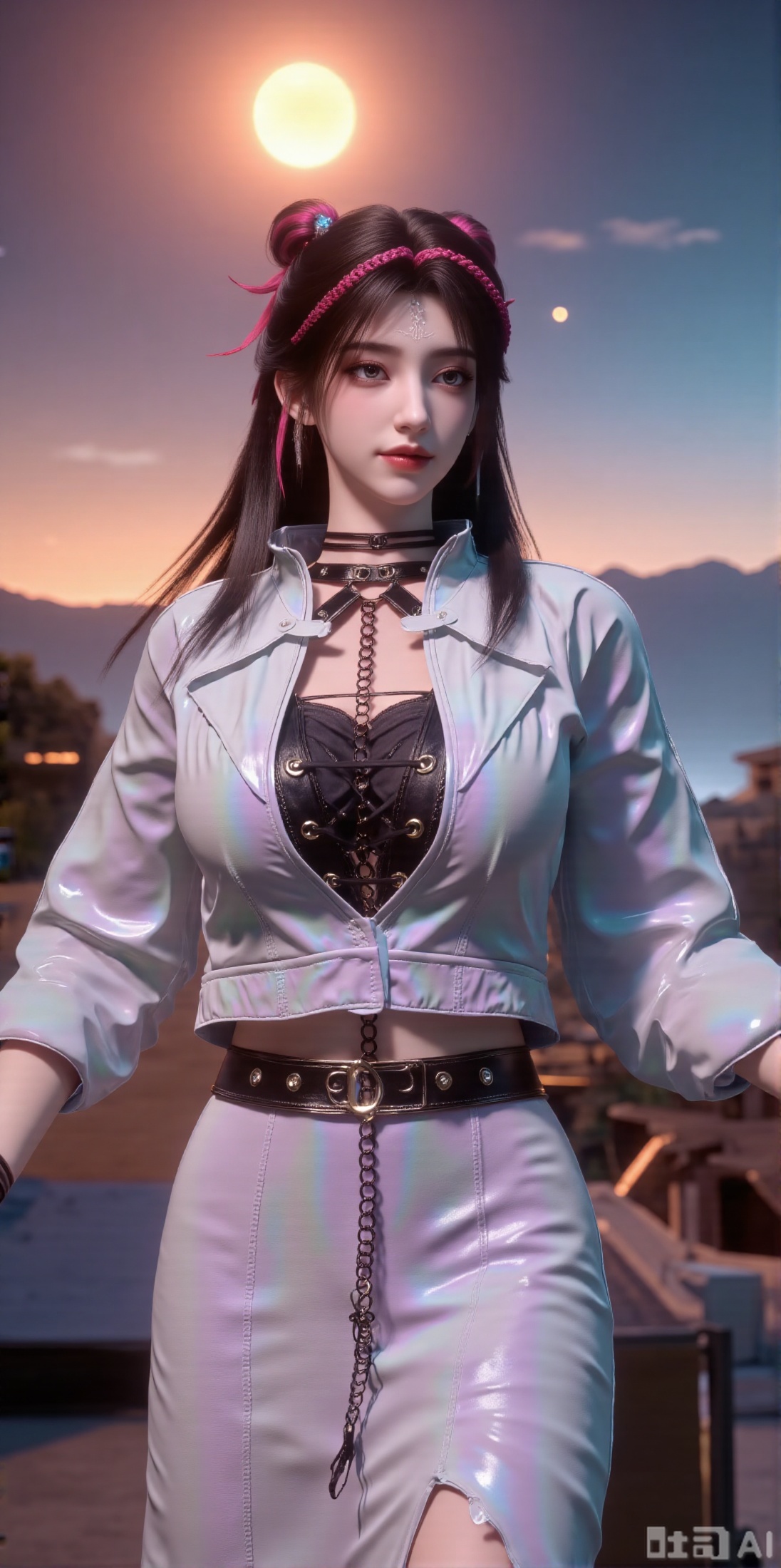 (masterpiece:1.2),best quality,absurdres,masterpiece,original,extremely detailed wallpaper,perfect lighting,1girl,solo,looking at viewer,(cowboy_shot:1.3),long hair,high heels,blurry background,depth of field,motion blur,(long dress:1.23),crystal_earrings,headpiece,hair_tie,chest_jewel,gem,necklace,jewelry,in summer,day,outdoors,nature,(Space, planetary belt, Earth, Mercury, Venus, Mars, Jupiter, Saturn, Sun in the background:1.59),(huge breasts:2.99),(full breasts:2.99),,large natural breast,soft breasts,XyunxiaoYH3,Xfenlanzhanguopao,XbaifengsongyuYH,Xbigbreasts,XLiquidGlass,XnanxiaochengYH,Xmiaozufushi