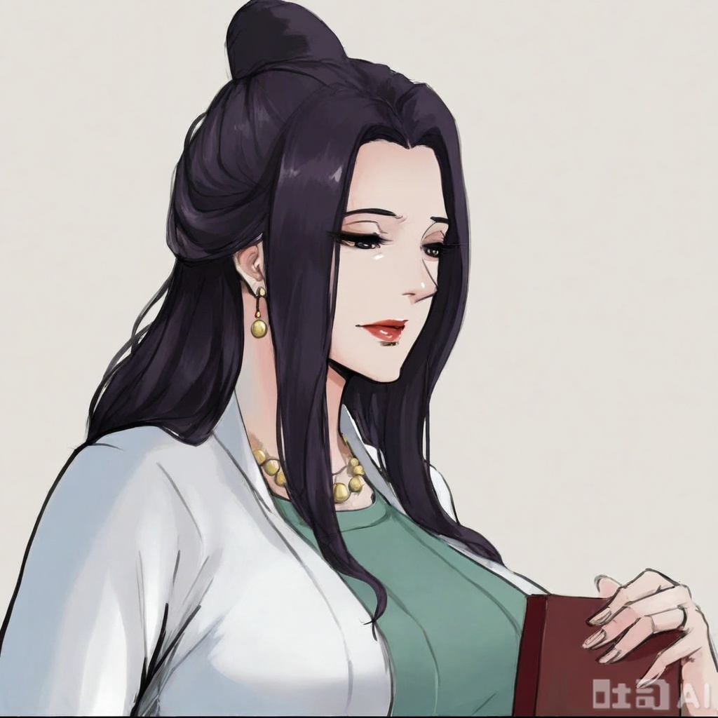 ((very awa)),solo,highly detailed,(best quality),((masterpiece)),1girl,comic,nb,watercolor effect,simple background,long hair,jewelry,earrings,upper body,mature female,,