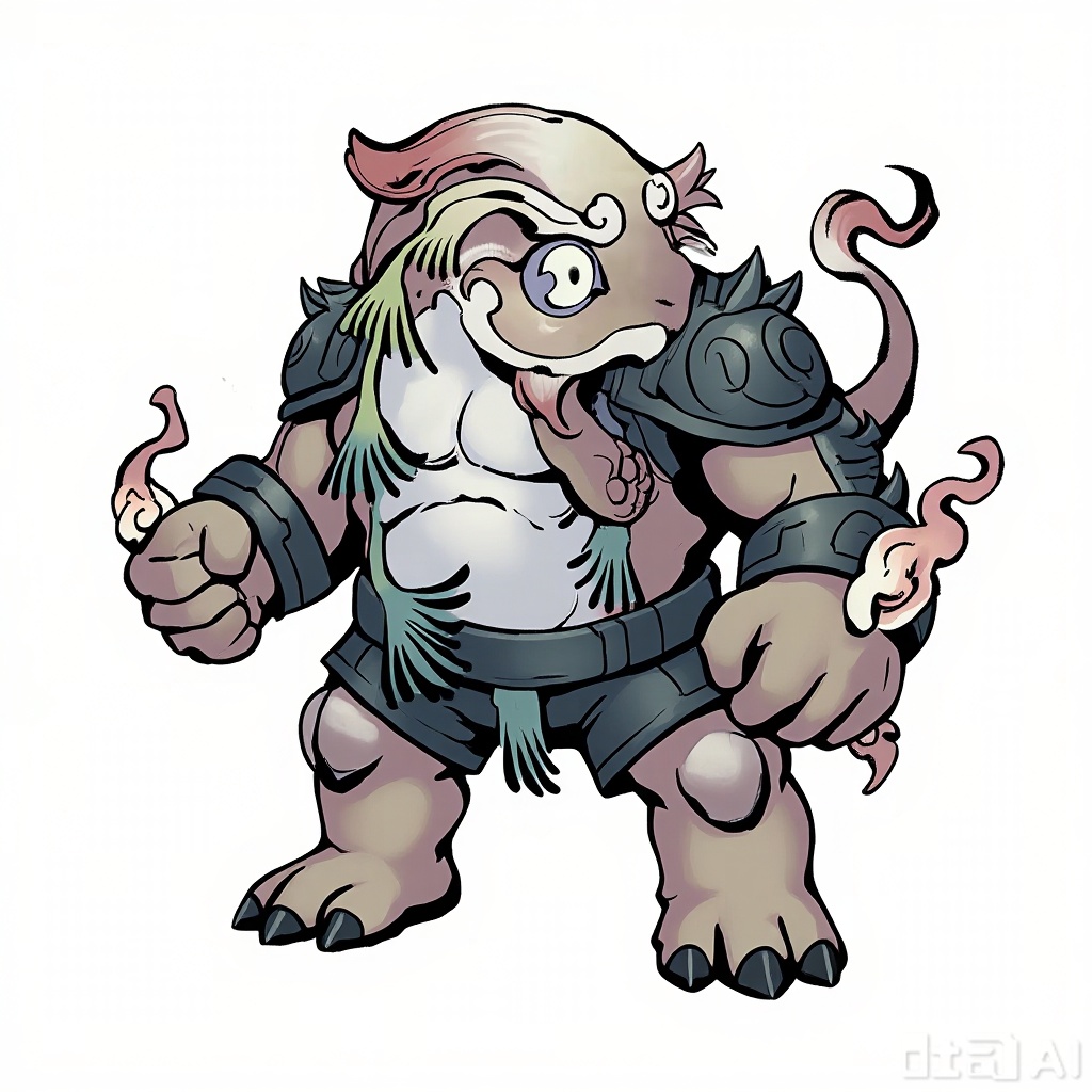 Evolve the characters in the picture into advanced and powerful biological forms. Maintain the limb structure and species characteristics without transforming into a human form. Based on the pet character design in the reference picture, evolve it into the ultimate form. The overall body size is significantly increased, the bone and muscle structure is more robust and powerful, the limb proportions are more slender and stable, and the posture is full of a sense of pressure. Adding brand-new morphological features, such as sharper claws and teeth, stronger scales, denser hair or energy-emitting luminous patterns, makes it visually significantly different from the original form, but still reveals the continuation of the bloodline. Add complex textures, battle marks or element special effects in the details to highlight its power and intimidating feel