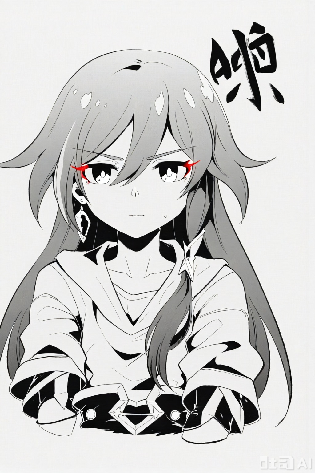 masterpiece, best quality,solo,((white background:1.2)),simple background,
looking at viewer,fu_hua,l,manga_ver,monochrome,greyscale