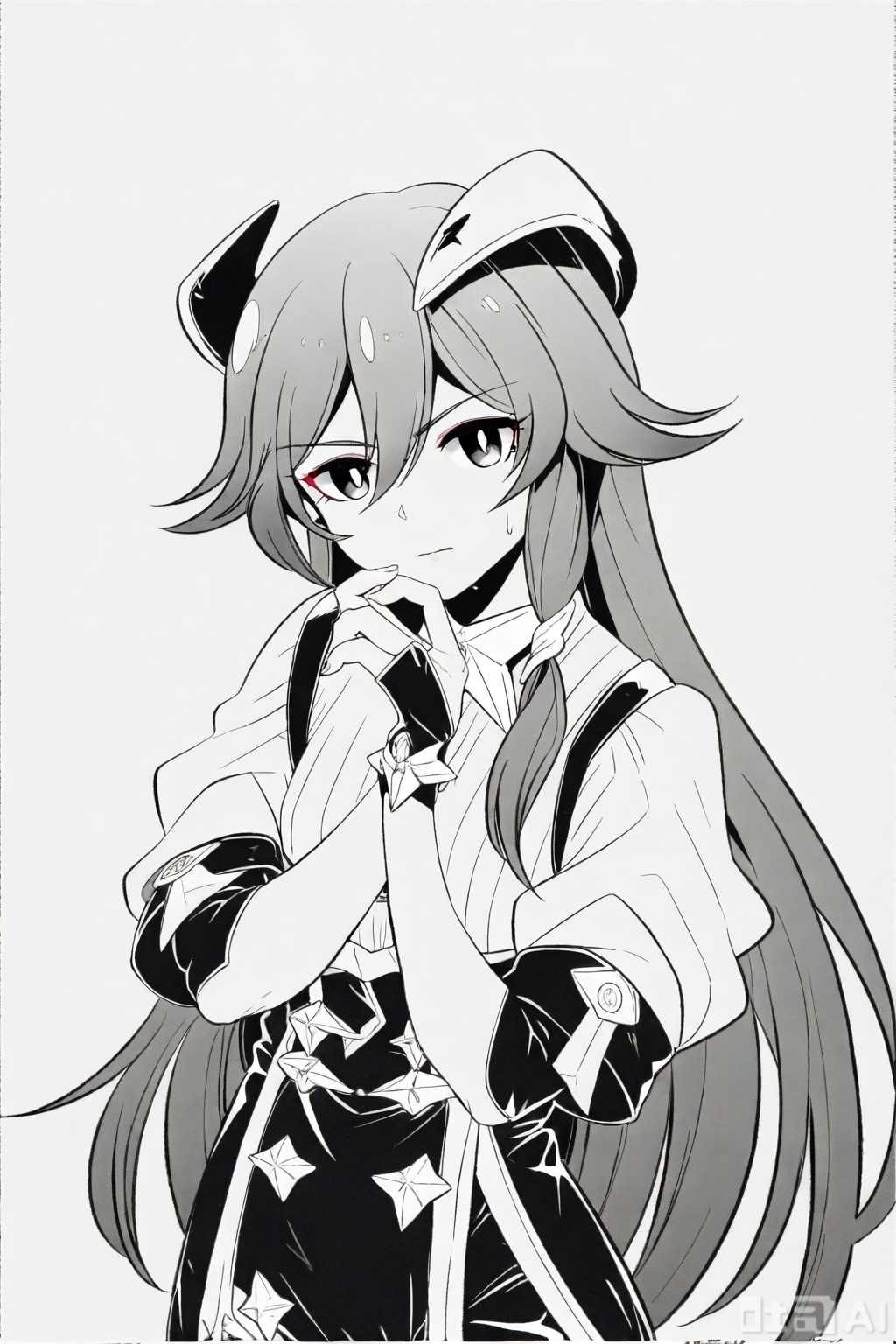 masterpiece, best quality,solo,((white background:1.2)),simple background,
looking at viewer,fu_hua,l,manga_ver,monochrome,greyscale