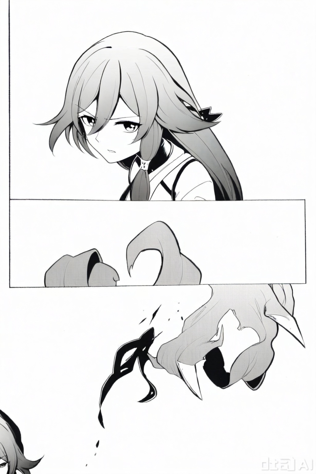 masterpiece, best quality,solo,((white background:1.2)),simple background,
looking at viewer,fu_hua,l,manga_ver,monochrome,greyscale