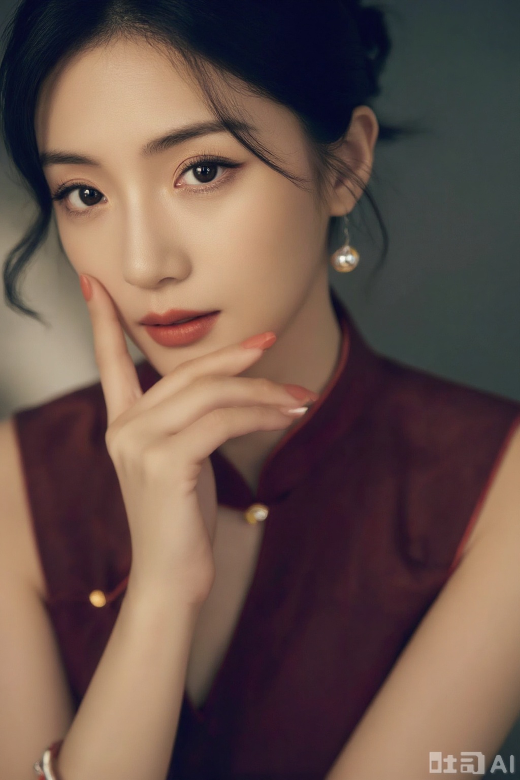 A Oriental woman, Elegant,Portrait.cheongsam.plns,xzs,Tyndall effect,jzbj