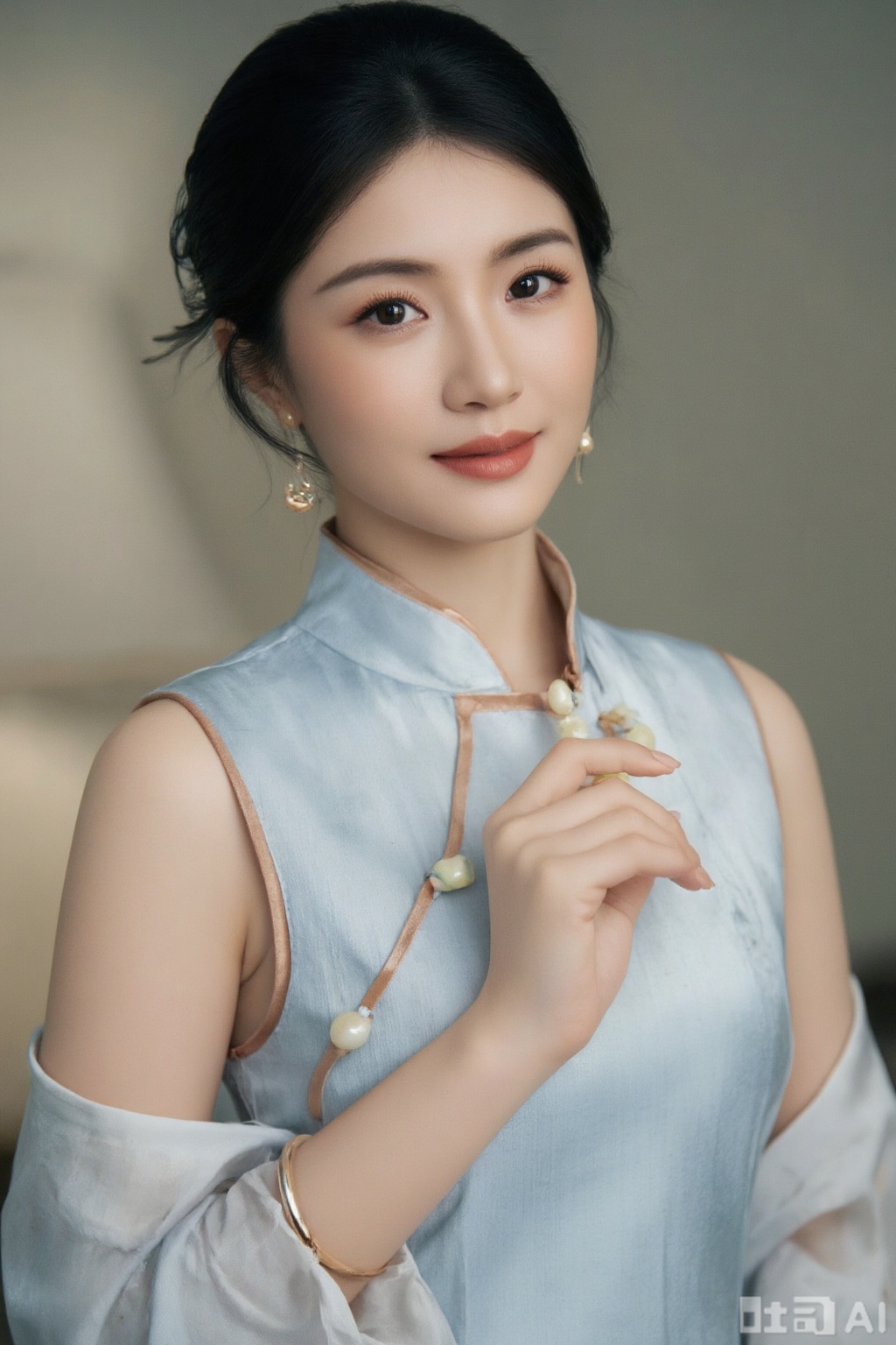 An Oriental woman, Elegant,Portrait.cheongsam.plns,xzs,Tyndall effect,jzbj