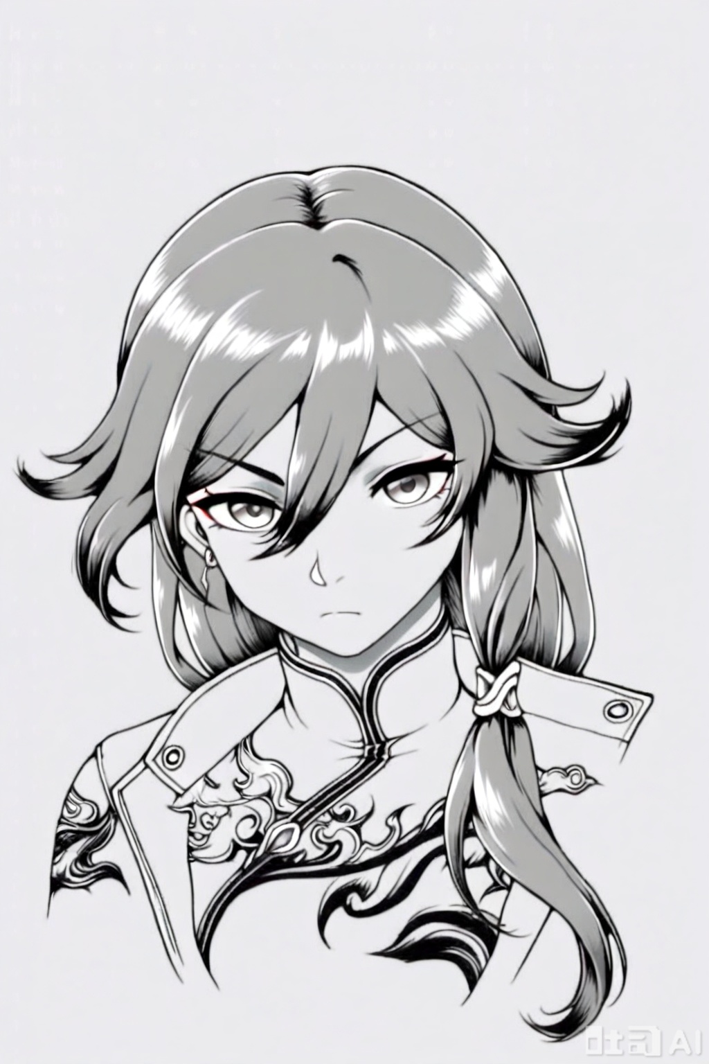 masterpiece, best quality,solo,((white background:1.2)),simple background,
looking at viewer,fu_hua,l,manga_ver,monochrome,greyscale