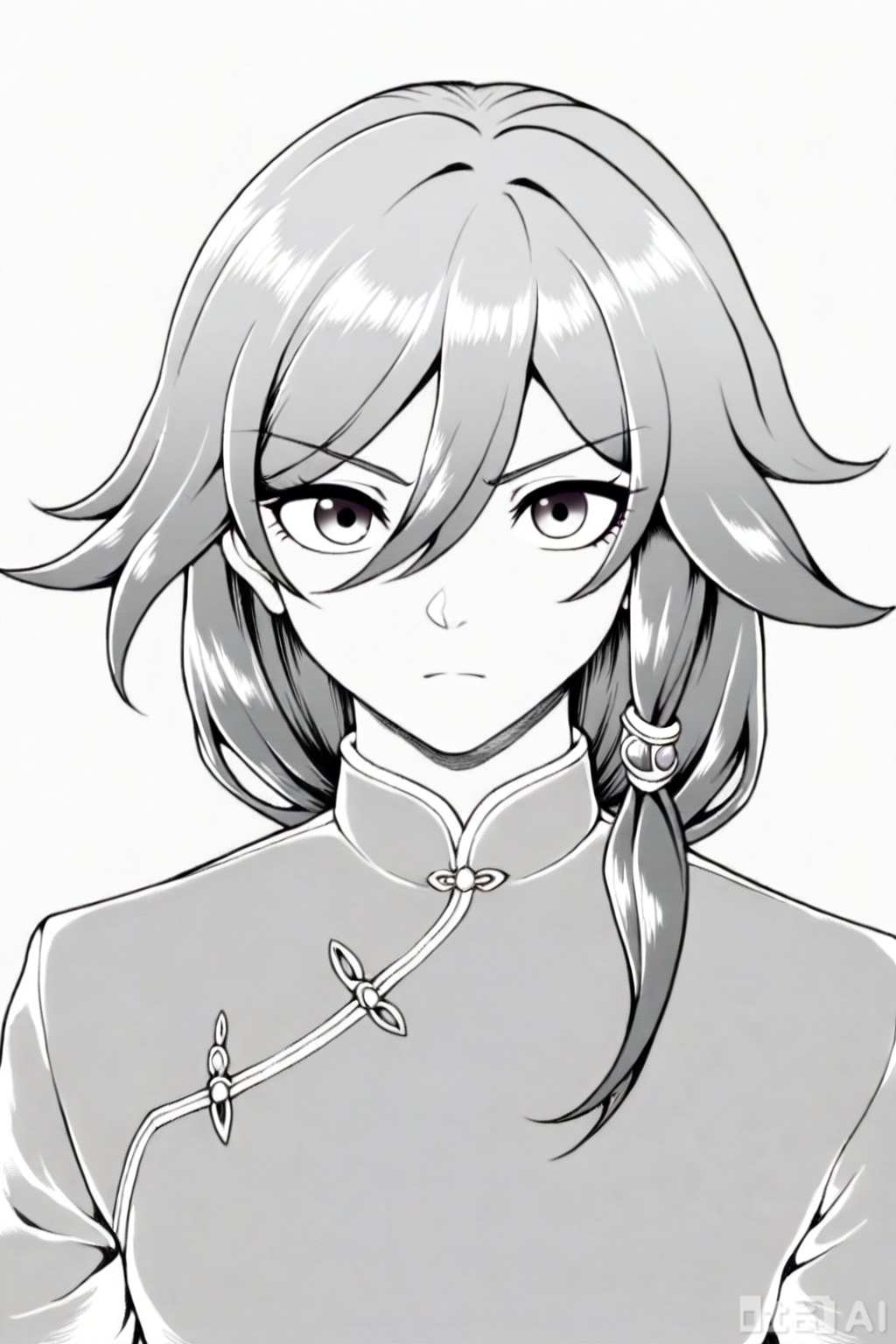 masterpiece, best quality,solo,((white background:1.2)),simple background,
looking at viewer,fu_hua,l,manga_ver,monochrome,greyscale