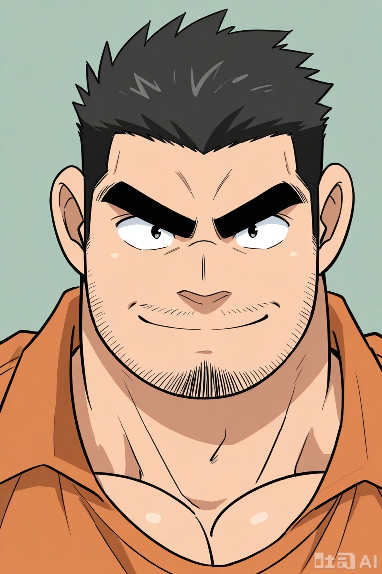 very awa, masterpiece, best quality, highres, absurdres,
by Gôshô Aoyama, 1man,Joseph Meguire, macho,
1man, solo, looking at viewer, smile, short hair, shirt, black hair, closed mouth, male focus, muscular, facial hair, thick eyebrows, muscular male, portrait, bara, beard, close-up, sideburns, mature male, stubble, personable, macho,