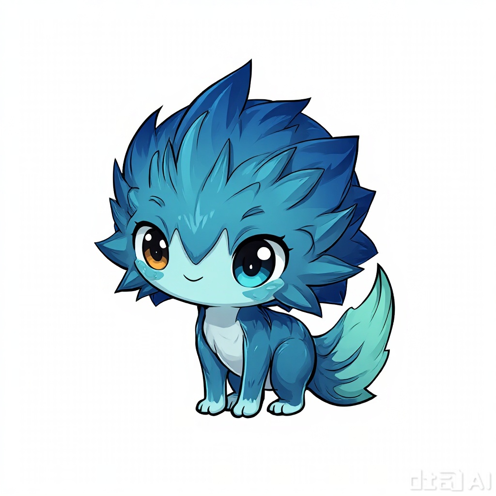 Using the original pet image as reference, redraw it into an initial cute form. Preserve the species traits and main color palette, but make the shapes rounder with a larger head-to-body ratio, bigger and brighter eyes, a gentle and friendly pose, simplified details while keeping clear recognizability, and an overall cartoonish, approachable style.