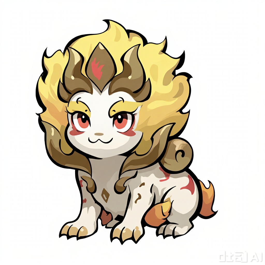 Using the original pet image as reference, redraw it into an initial cute form. Preserve the species traits and main color palette, but make the shapes rounder with a larger head-to-body ratio, bigger and brighter eyes, a gentle and friendly pose, simplified details while keeping clear recognizability, and an overall cartoonish, approachable style.