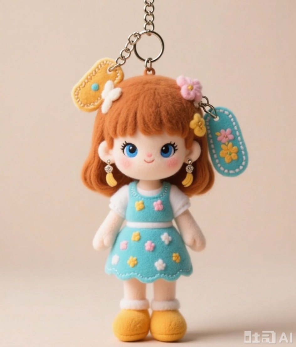 Transform the image into a cute keychain