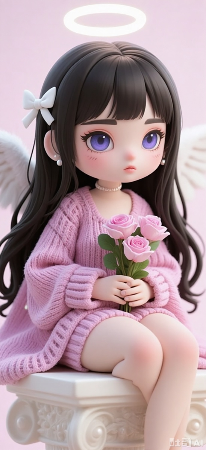 Transform the image into a cute angel style