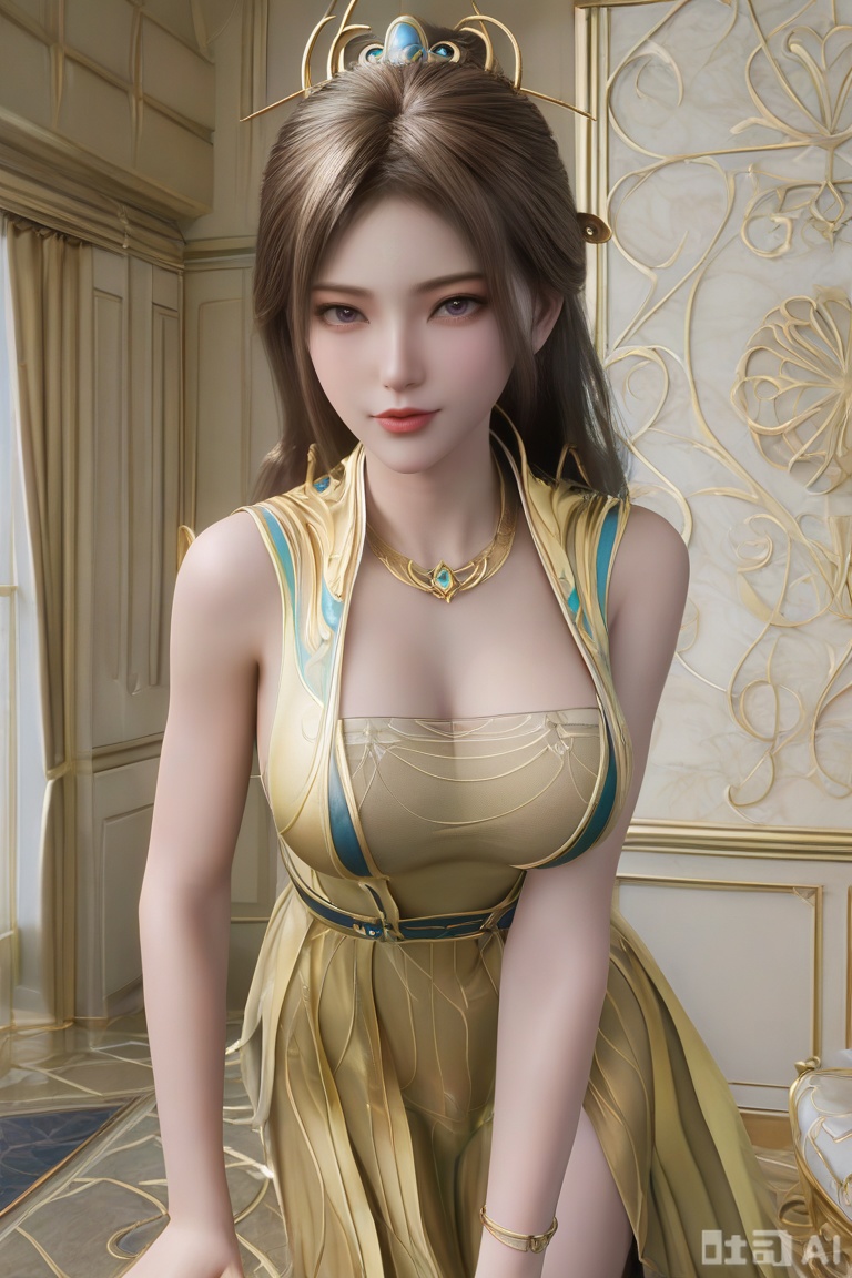 masterpiece,highres,3D Model,upper body,
 
1girl,solo,pov,yuqing,brown hair,,long hair,brown eyes,big breasts, super long legs,),dress,jewelry,,looking at viewer,Model figure, slender figure,,

,masterpiece, best quality, amazing quality, very aesthetic, , newest, ,high detailed skin,(detailed skin:1.1), intricate details, ,detailed background,yaoxi,realistic,2.5D,photorealistic