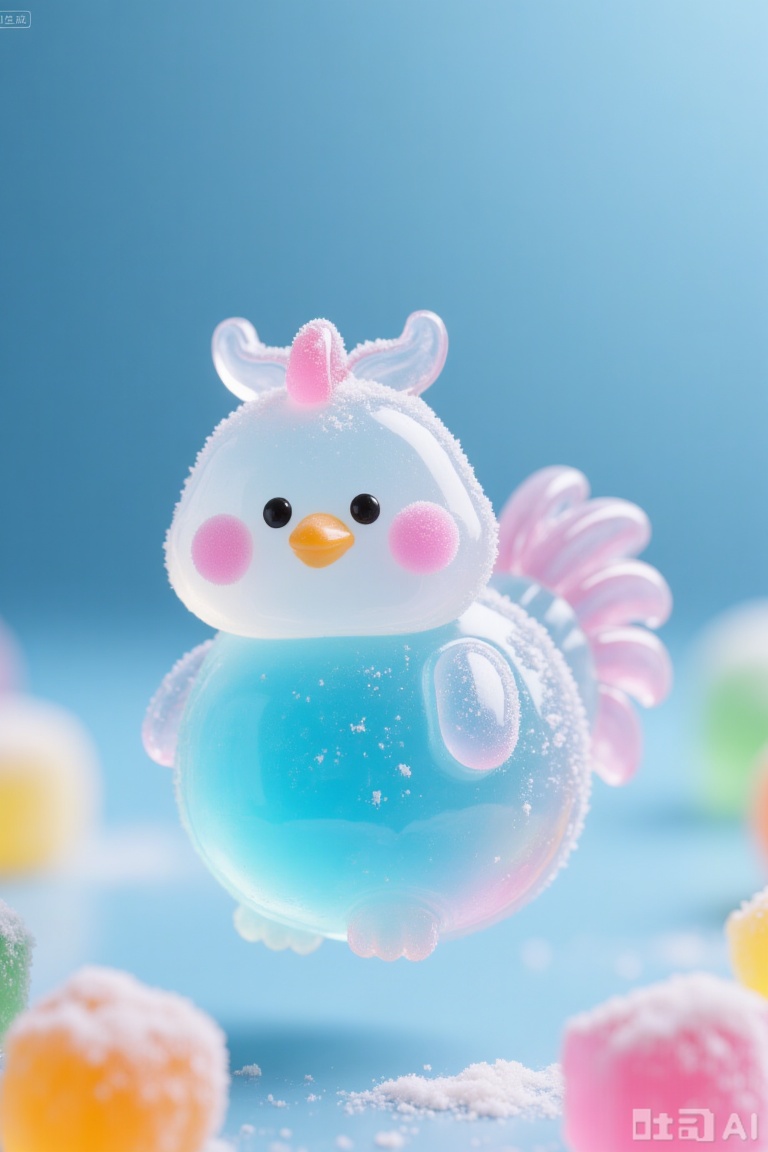 ,Transparent gummy candy style,Expansive style,rooster