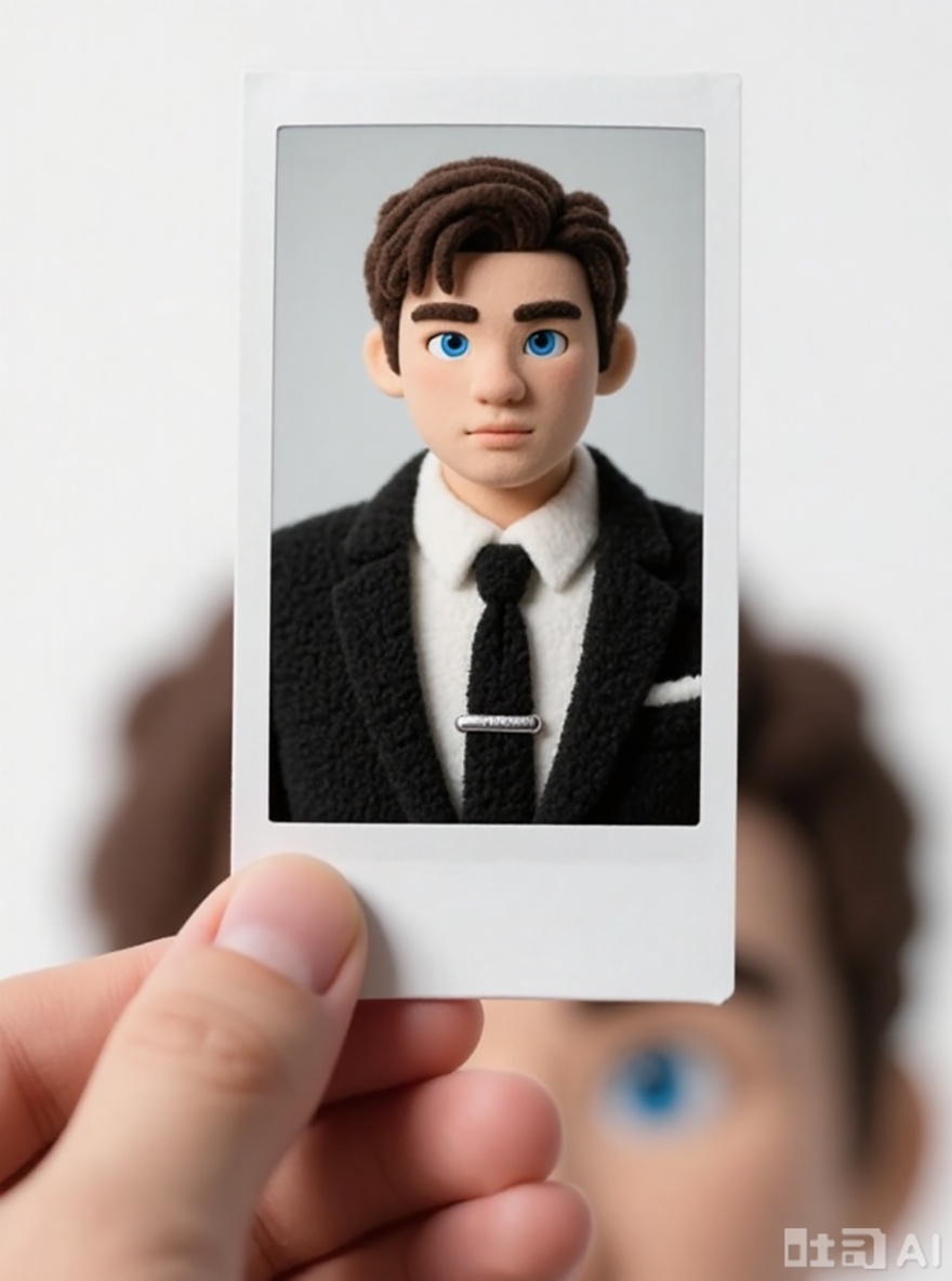 Convert the image into a 3D felt Polaroid-style photo effect