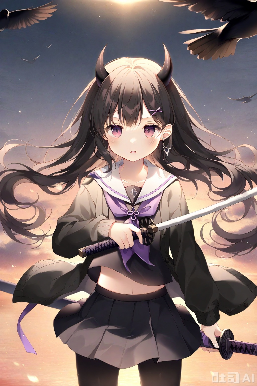 1girl,  skirt,  long_hair on Tensor.Art