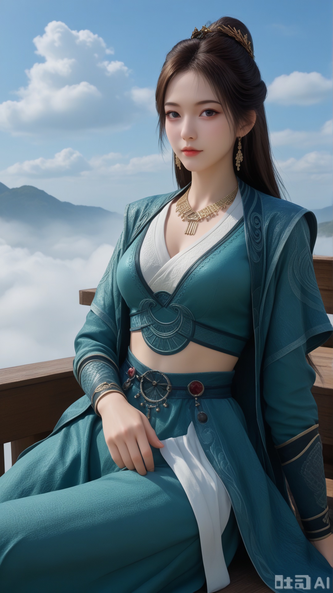 1girl, solo, MPL clothes, reclining, cowboy_shot, looking at viewer, exquisite skin, Surrounded clouds background, high definition, Best quality, masterpiece, 4K,
