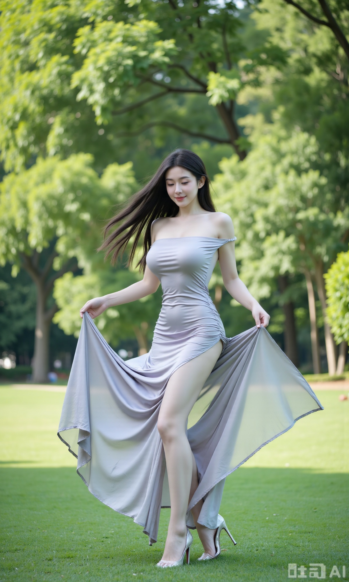 (masterpiece,best quality:1.23),a dynamic shot of a woman, twirling in an off-shoulder dress, motion blur on the dress, f/2.2 bokeh, a lush garden in the background, joyful and energetic,(huge breasts, full breasts:2.99),,,XyunxiaoYH3,Xfenlanzhanguopao,XbaifengsongyuYH,Xbigbreasts,XLiquidGlass,XnanxiaochengYH,Xmiaozufushi,Xkejinnudi,Xbiji,Xjkgeziqun,Xlaceshuiqun,Xbingdi,Xloubeidress