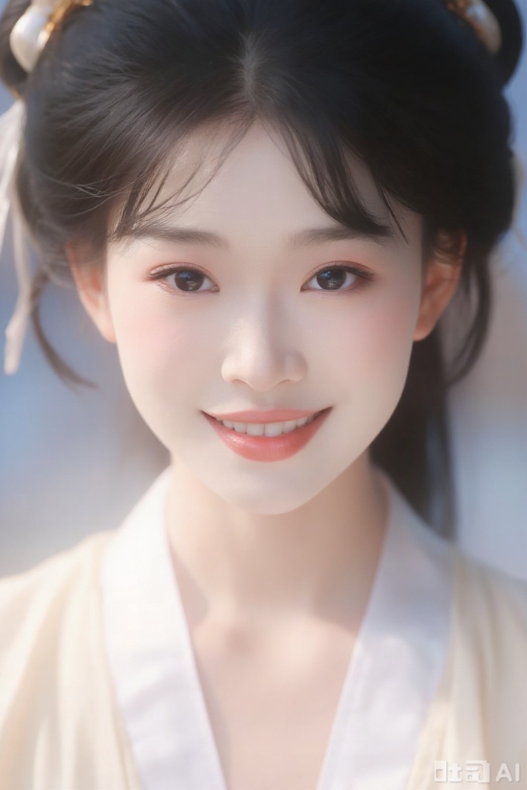 Exquisite facial features, gentle smile, Cai Wenji in the late Han Dynasty, oil painting of the beauty half-body portrait, delicate and smooth skin, elegant and fresh makeup, highlighting the natural beauty. Ethereal atmosphere, cleverly capturing emotions, masterpieces, soft, high resolution, depth of field composition, layered 32k HD Blu-ray. 3d effect.