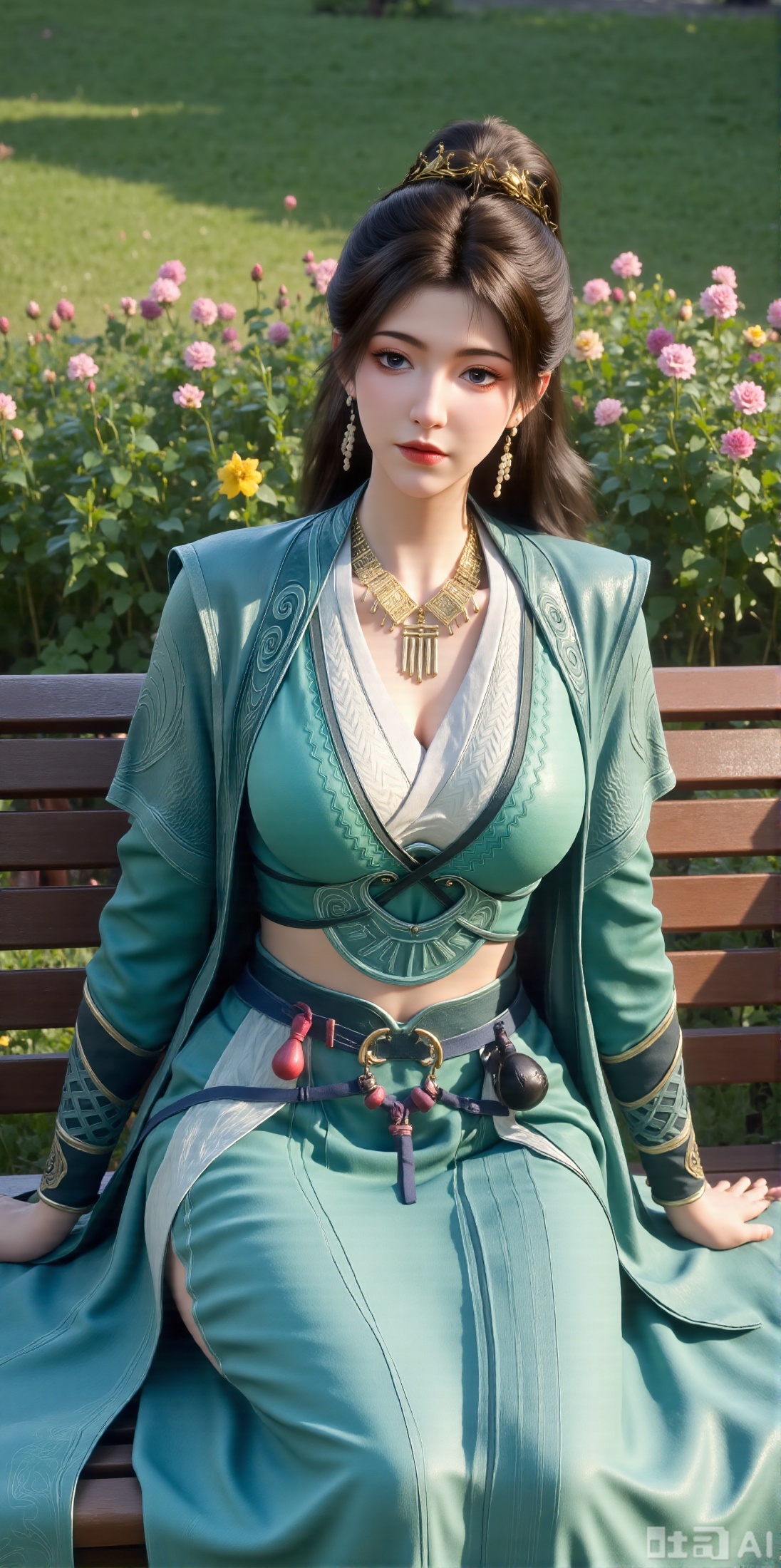  (masterpiece, best quality:1.2),A beauty ,(dress). Leaning on a garden bench filled with macaron - colored flowers,.Sunlight filters through the leaves onto her face, creating a lazy and gentle atmosphere, and her skirt sways softly in the breeze. 8K resolution, detailed texture of knitted fabric, lustrous pearl texture, vivid flower colors, soft natural light, Instagram - style filter texture.,(huge breasts:2.99),(full breasts:2.99),,XyunxiaoYH3,,XbaifengsongyuYH,Xbigbreasts,Xxuenvxuedi,XyanqingfeiX,Xloubeidress,XyinyueX3