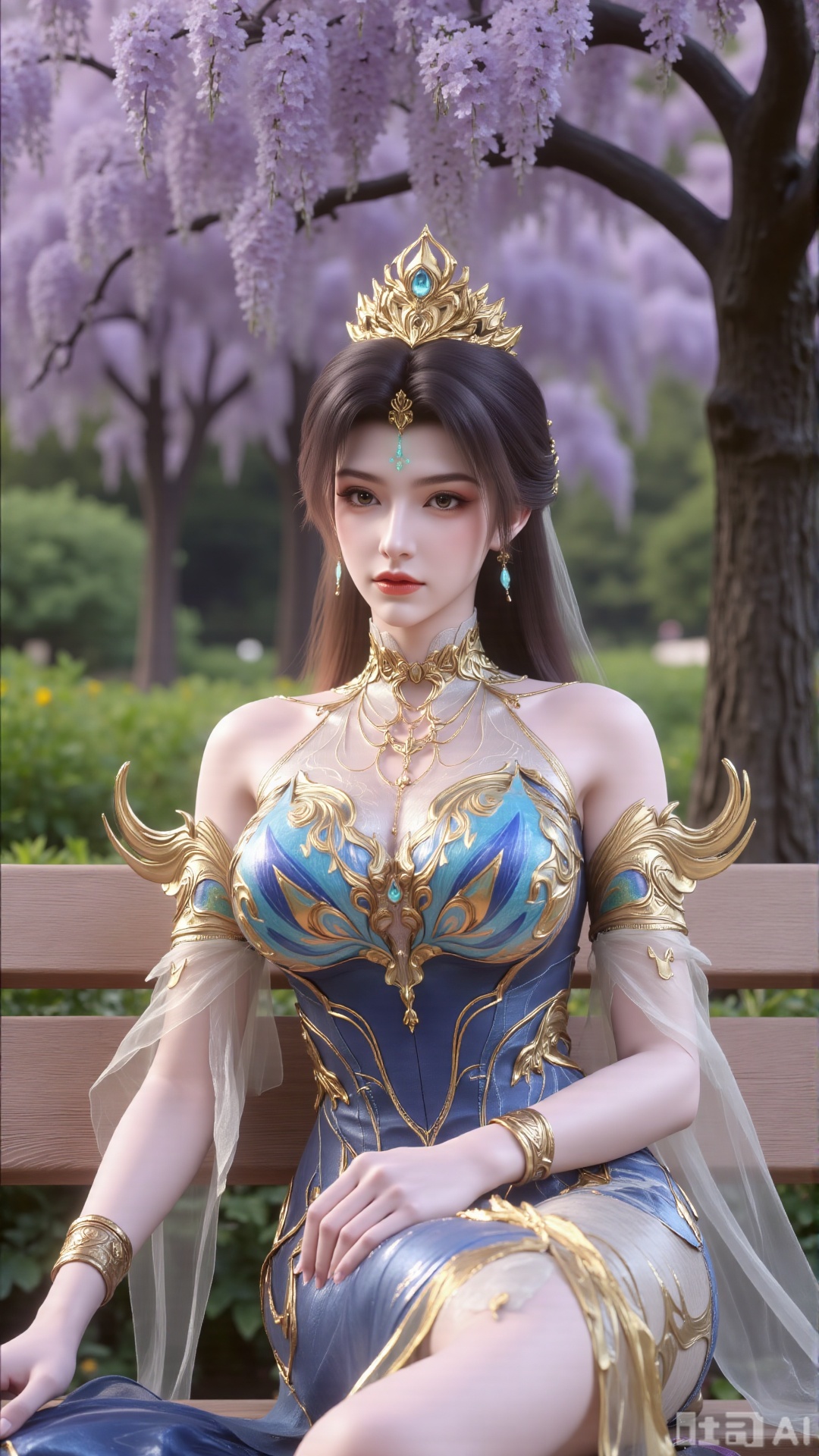 (masterpiece,best quality:1.23),portrait of a stewardess, beautiful face, perfect hourglass figure, China Southern Airlines uniform, sitting on a park bench, wisteria vines, blooming flowers, soft focus, out-of-focus background,(huge breasts, full breasts:2.99),XXaili2,XyunxiaoYH5,XlinziyueXZ,XtuliH,Xbigbreasts,XMedusaQueen,Xmiaozushaonv,Xkejinnvdi,Xbijinvshen,Xxihechengzhu,Xyunwangshuchengzhu,Xxuedixuenu,Xxuenvxuedi,XyanqingfeiXH