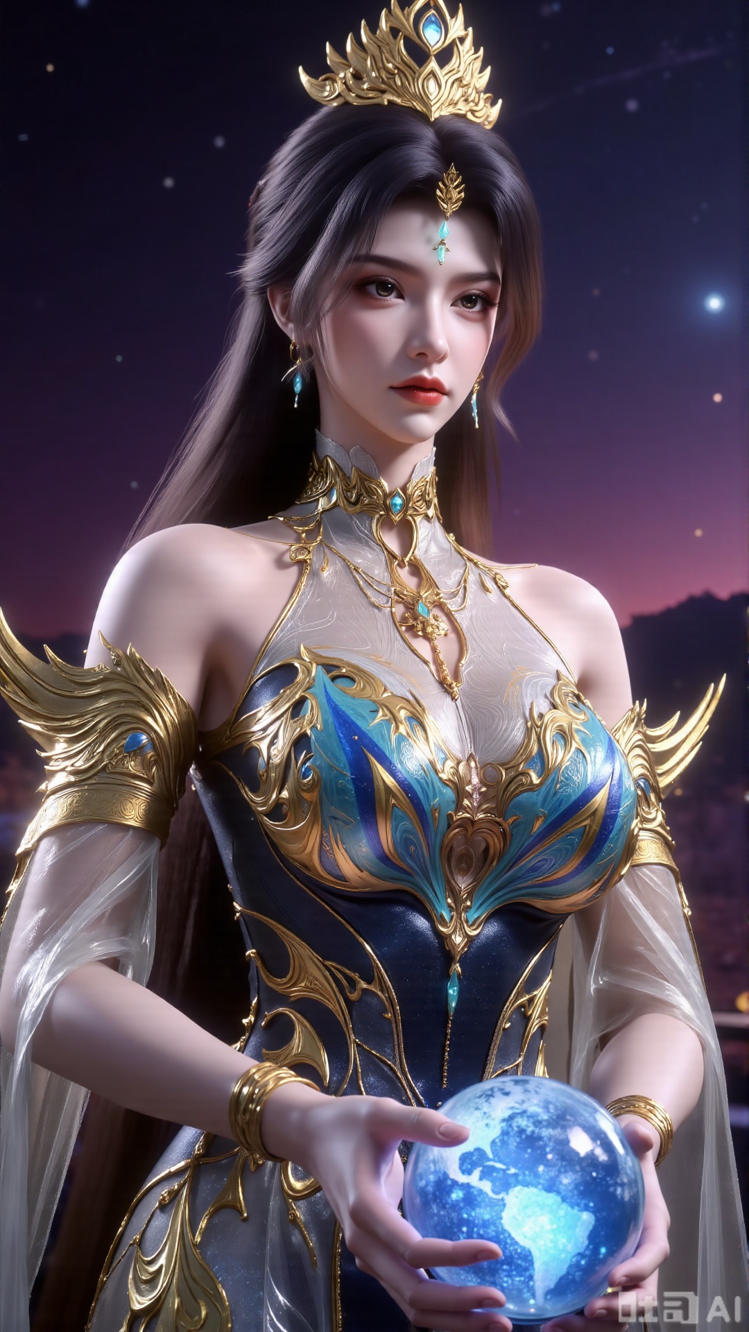 (masterpiece, best quality:1.2),Realistic details, ultra-clear, wallpaper, 8k, masterpiece, masterpiece, best quality, high quality, flowing long hair, exquisite hair accessories, headdresses, cyberpunk electronic luminous clothing, full body multi-luminous line light strips, cyberpunk luminous lines colorful. The sacred light, the cosmic space background, the planets of different colors around, the nebula flows, the stars twinkle, the golden willow branches stretch, holding an earth with both hands, the details of the earth's surface, the texture of mountains, rivers and oceans, the surrounding planets, planets of all sizes, traces of planets orbits, dreamy light and shadow effects.,(huge breasts:2.99),(full breasts:2.99),XXaili2,XyunxiaoYH5,XlinziyueXZ,XtuliH,Xbigbreasts,XMedusaQueen,Xmiaozushaonv,Xkejinnvdi,Xbijinvshen,Xxihechengzhu,Xyunwangshuchengzhu,Xxuedixuenu,Xxuenvxuedi
