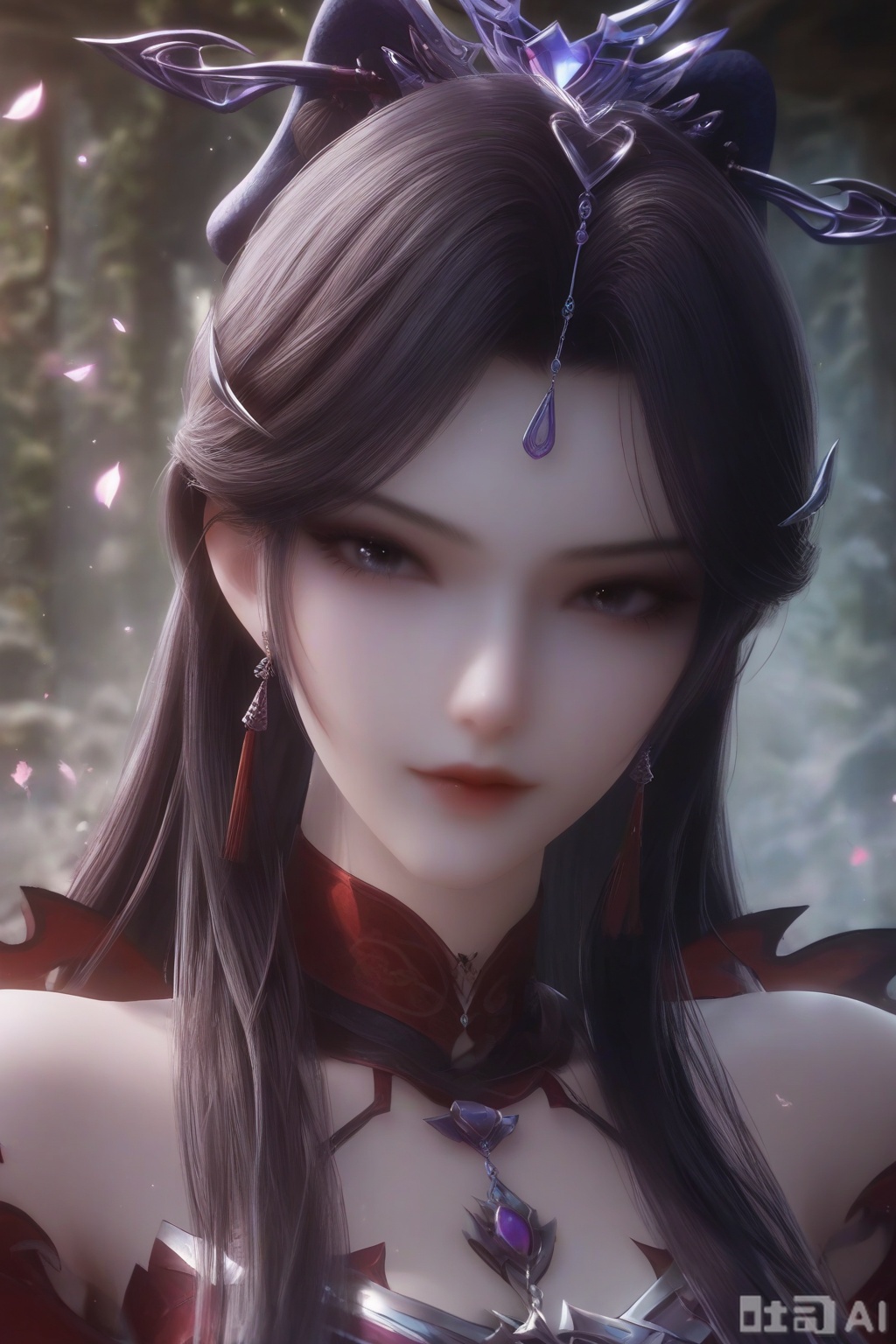 masterpiece, best quality, masterpiece,best quality,official art,extremely detailed CG unity 8k wallpaper, 1girl,solo,looking at viewer,long hair,black hair,hair ornament,jewelry,earrings,(clothing cutout:1.3),portrait
