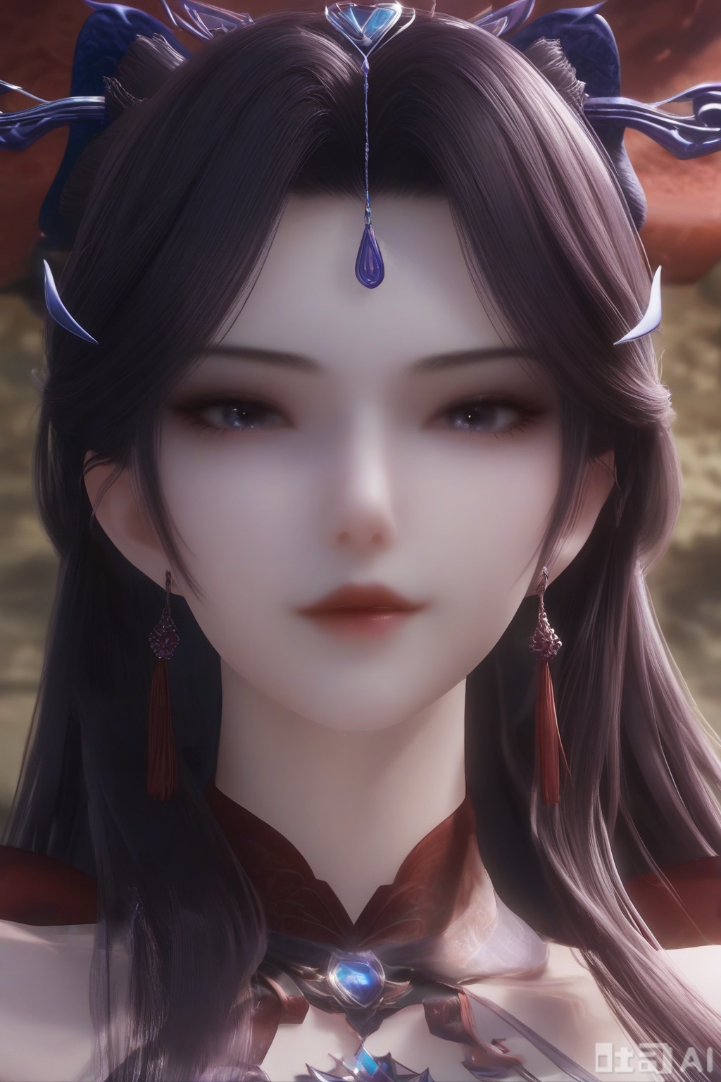 masterpiece, best quality, masterpiece,best quality,official art,extremely detailed CG unity 8k wallpaper, 1girl,solo,looking at viewer,long hair,black hair,hair ornament,jewelry,earrings,(clothing cutout:1.3),portrait