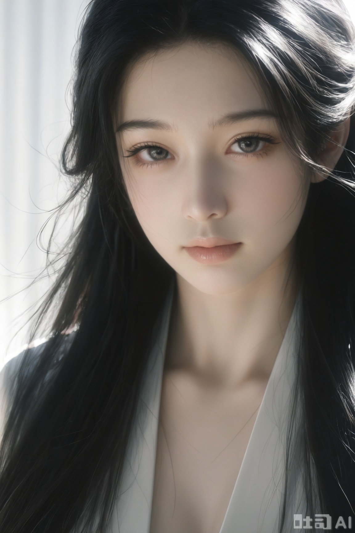 1girl, solo, long hair, looking at viewer, black hair, 
realistic, (masterpiece, best quality, ultra high res, 8k, uhd, absurdres),photorealistic (realistic skin texture, subtle skin details, natural skin reflection, healthy skin tone, unretouched look, matte skin),DSLR style,aesthetic,highly detailed (detailed anatomy),
