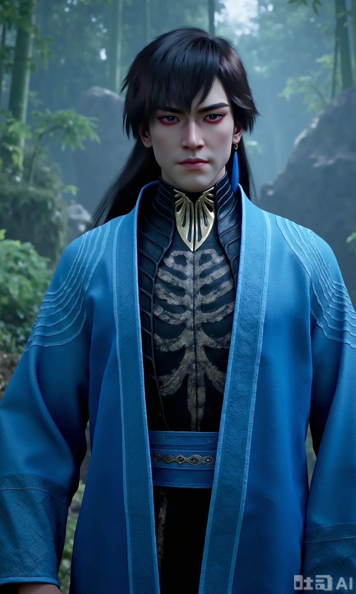 (masterpiece,best quality:1.23), hanfu, ancient style, male, swordsman, mountain forest background, misty, bamboo forest, handsome, cold, detailed, high quality, 8k,,Xzhanyihanli,Xhanlaomo,Xhanlizhanyi,Xhanlichangfu,XhanyiYYQ,Xhanliyuanying,Xziteng,Xxuanguxiaocha,Xxiaochaxuangu