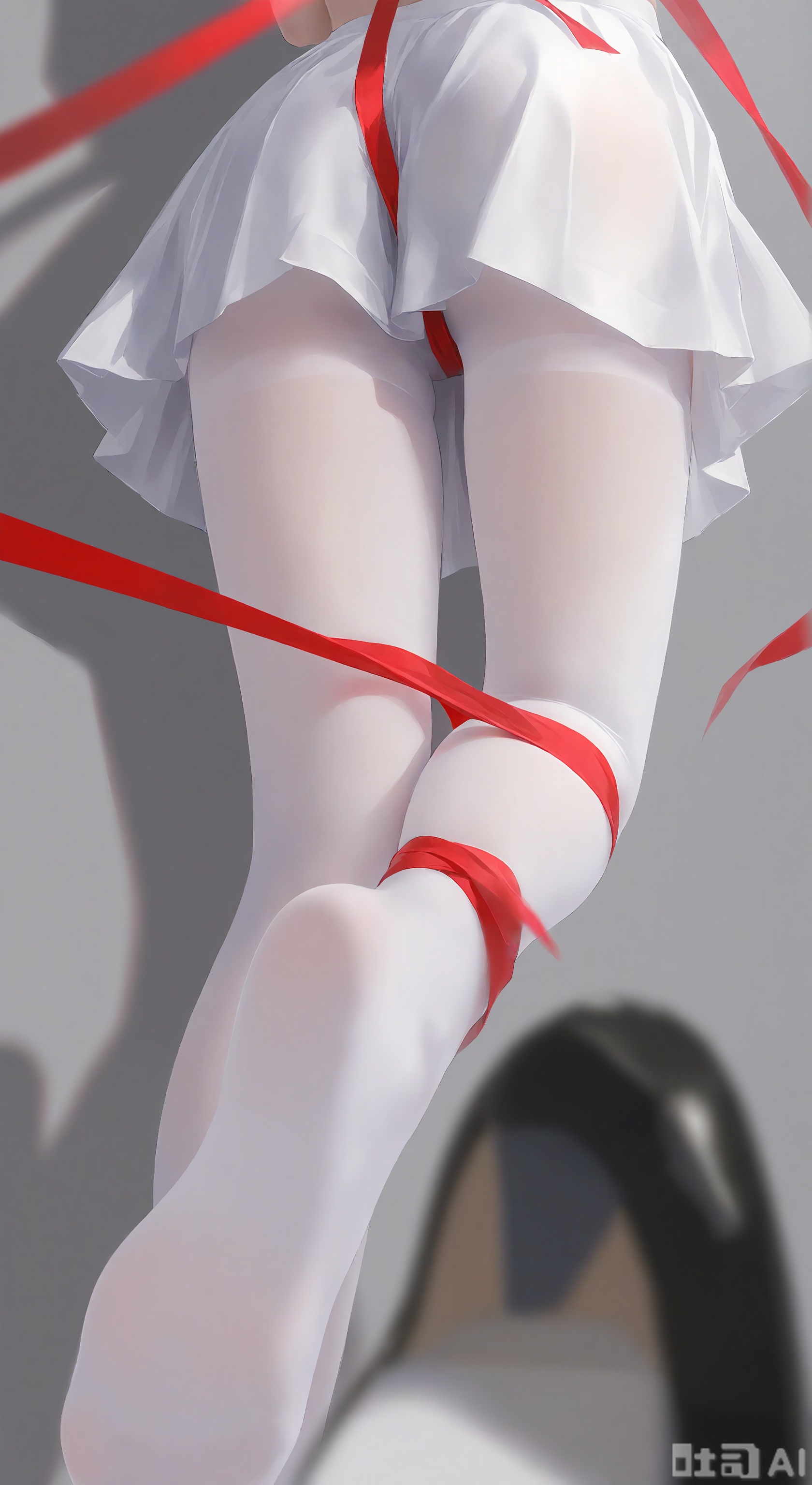 Girl, solo, simple background, ribbon, standing, pantyhose, artist's name, grey background, from behind, feet, red ribbon, legs, close-up of feet, toes, no shoes, soles, white pantyhose, knees, foot focus, leg bands, lower body ,
skin details, subsurface scattering, intricate textures, realistic material rendering, cinematic lighting, art style, photorealistic 8k,(Murata_Renge:0.8),(reoen1:1),(as109:0.7),(Saebe_Shun:0.7),(akipeko:0.7),(Toronto:0.8),(lineart:0.8),(fuzichoco:0.6),(Mika Pikazo:0.4),(Artist: sheya:0.5),(wlop:0.4),Illustration,Simple Flat Coloring,lightshadow,line art,shadow,masterpiece,best quality,good quality,very aesthetic,A shot with tension,impactful picture,offcial art,movie perspective,masterpiece,facing the lens,best quality,very aesthetic,extremely delicate and beautiful,huge filesize,amazing quality,Blurred foreground,solo_focus,simple_background,depth_of_field,sunlight,reflective,masterful details,intricate details,soothing tones,high contrast,natural skin texture,soft light,sharp,ultra-high resolution,32K UHD