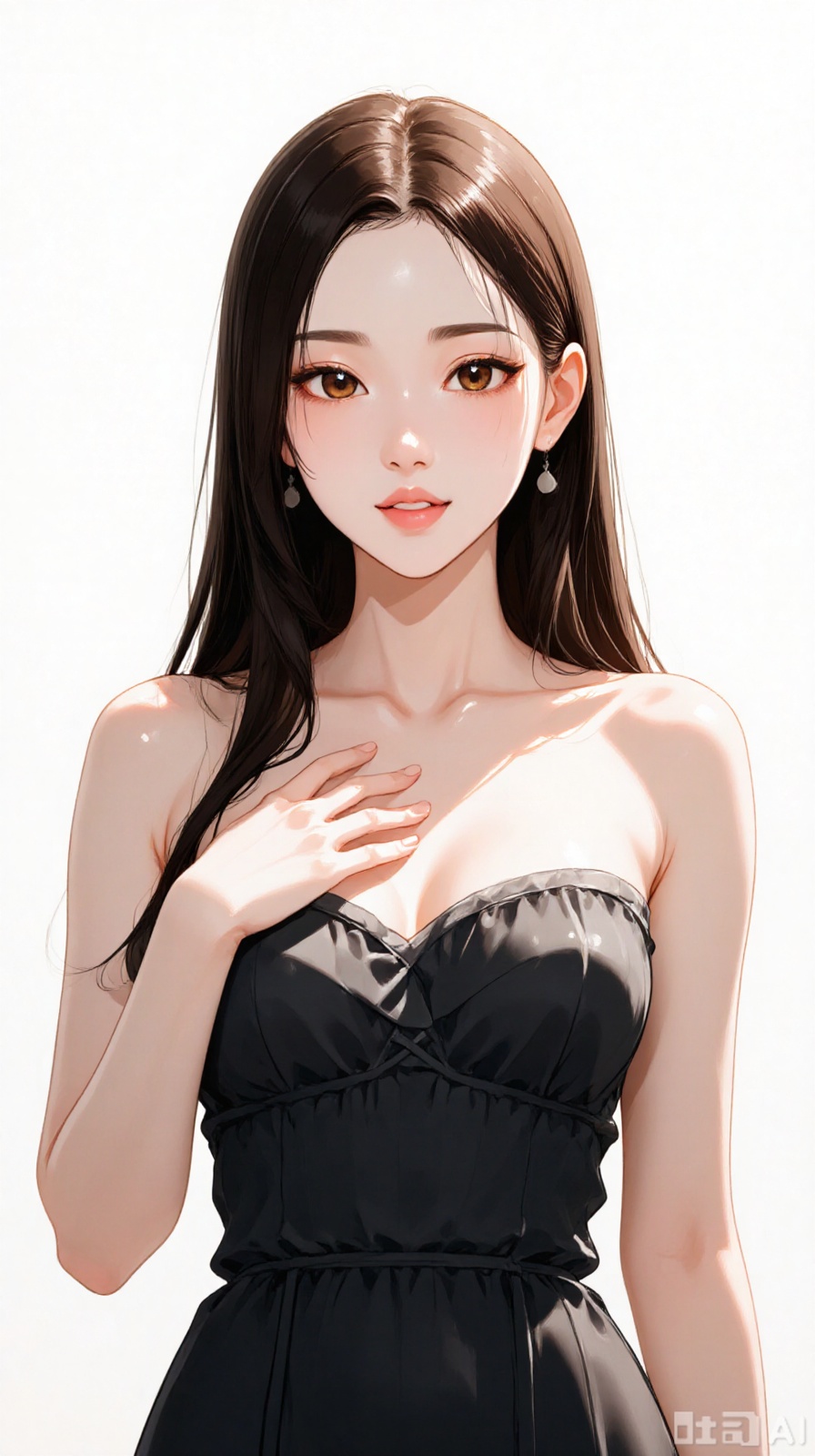 Chinese beautiful lady, beautiful face, fashionable clothing, thin and sexy nightgown, exposed one shoulder, sunlight transmits through hair, clear contours, fair skin and beautiful appearance, high definition, Zhuang and elegant, good texture of the picture, solid background, bright light, and portrait photography. Gorgeous, bright and charming, ultra-high definition, photo