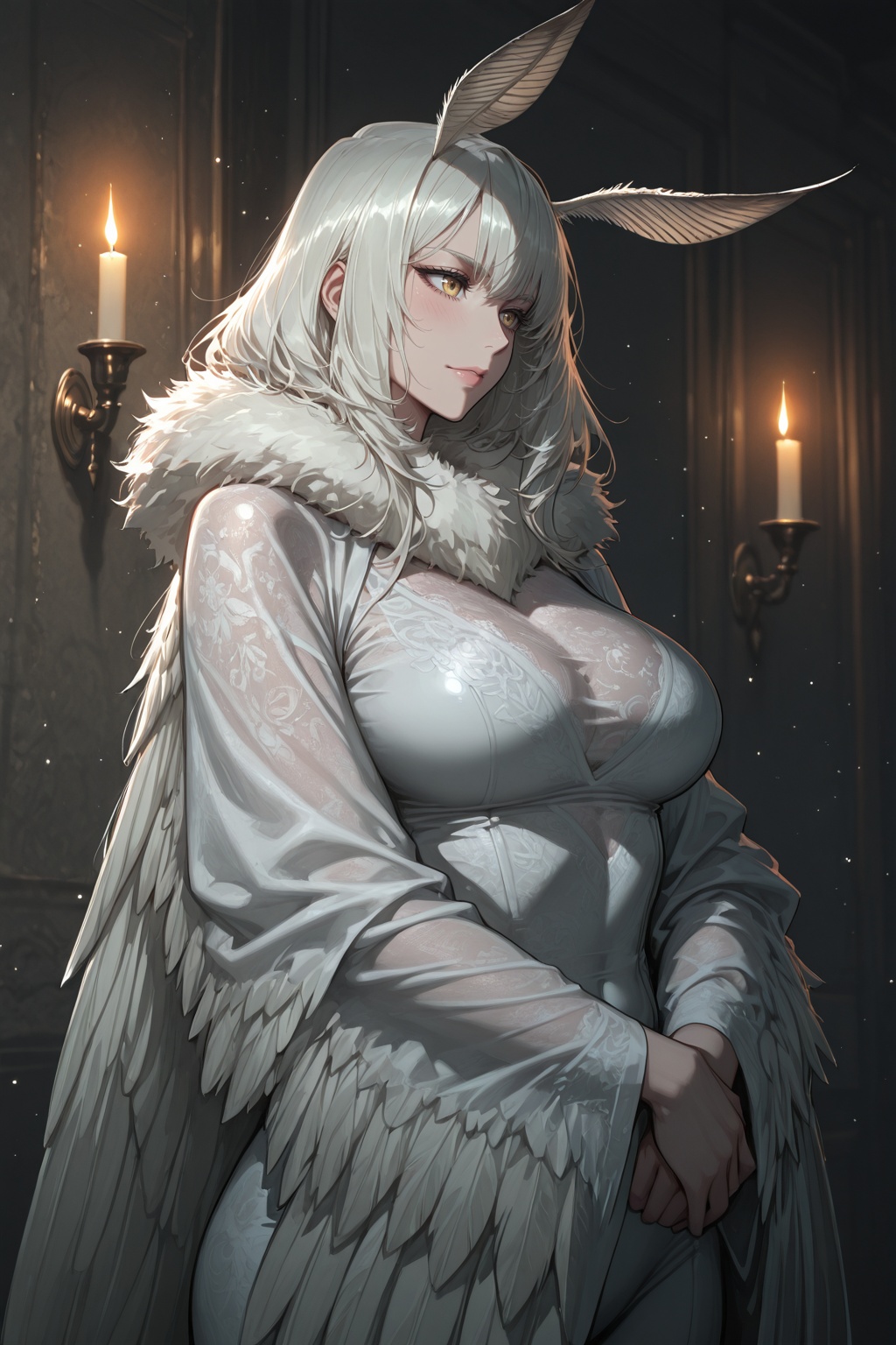 ......... ),  moth girl,  soft-fabric bodysuit hugging curves on Tensor.Art