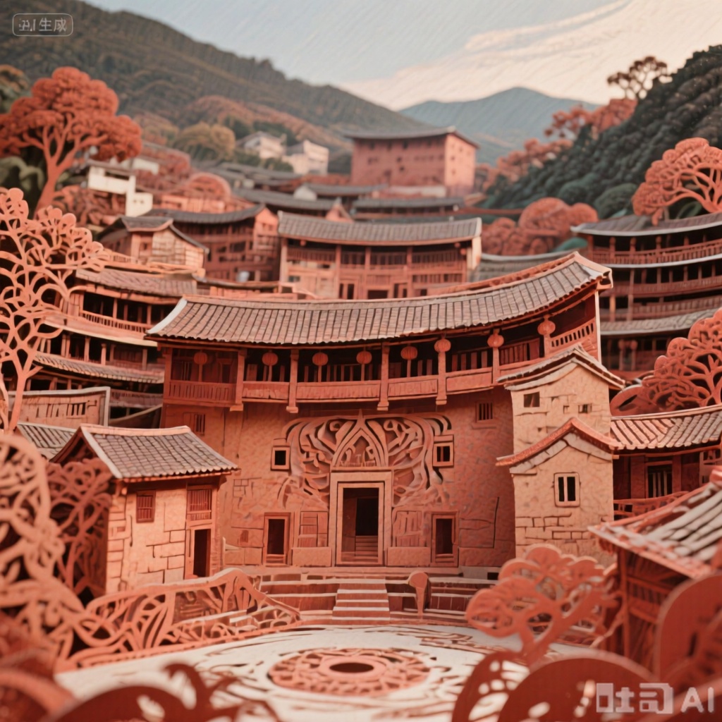 泉州土楼,立体剪纸
