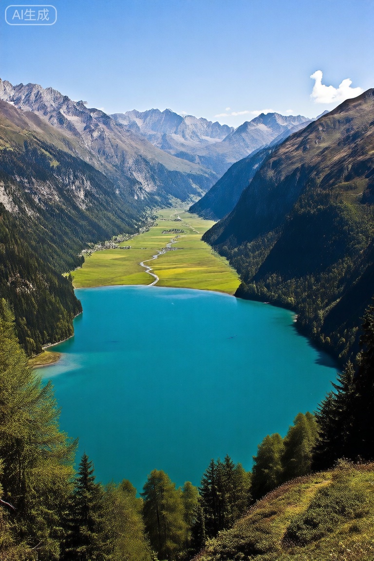 Alpine, real photos, lake,mountains and rivers,masterpiece
