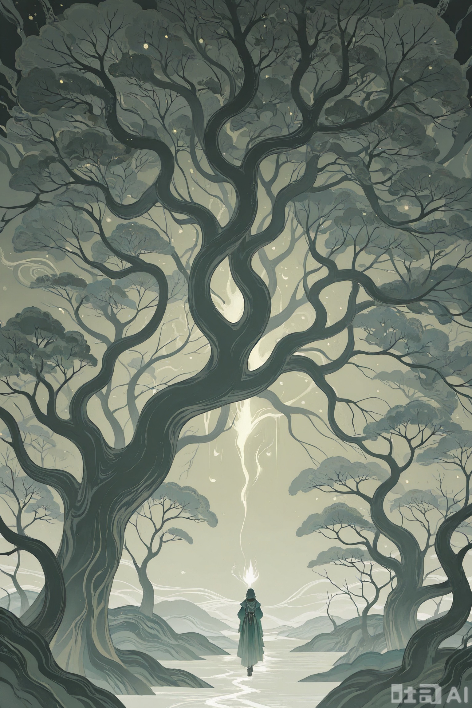 //,Digital art scene illustration
masterpiece,best quality,very aesthetic,1girl,
Enchanting, mystical forest at twilight, ethereal glow, tranquility, fantasy, ethereal figures, magical creatures, rich blues and greens, serene atmosphere, dreamlike quality, surreal, otherworldly, hidden depths, ancient trees, fantasy creatures, folklore-inspired, whimsical, magical light, fantasy realm.
