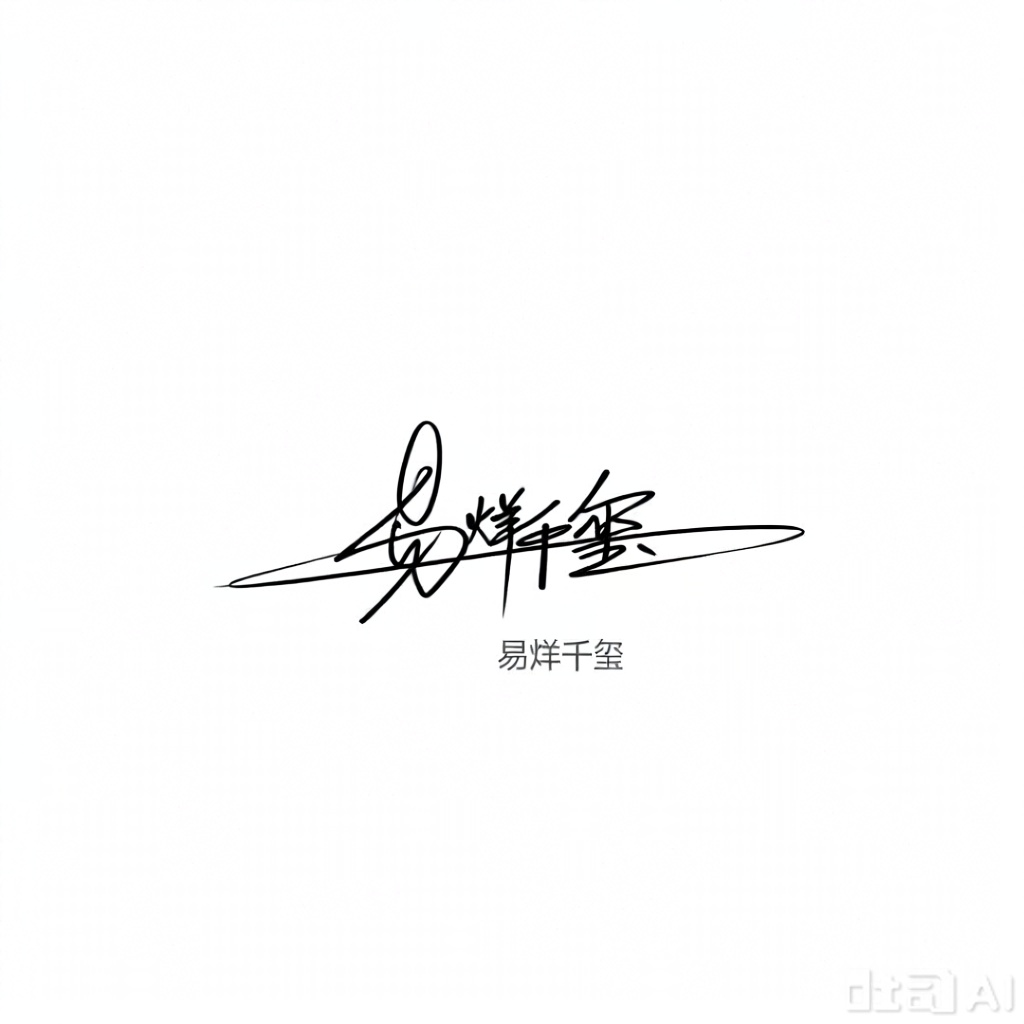 图纸用白色背景,光滑的线条。极简主义的风格。有创意字签名汉字“易烊千玺”,表明艺术家的签名或名称。整体美学是干净整洁的,该图像是一个没有阴影或颜色的数字图。
