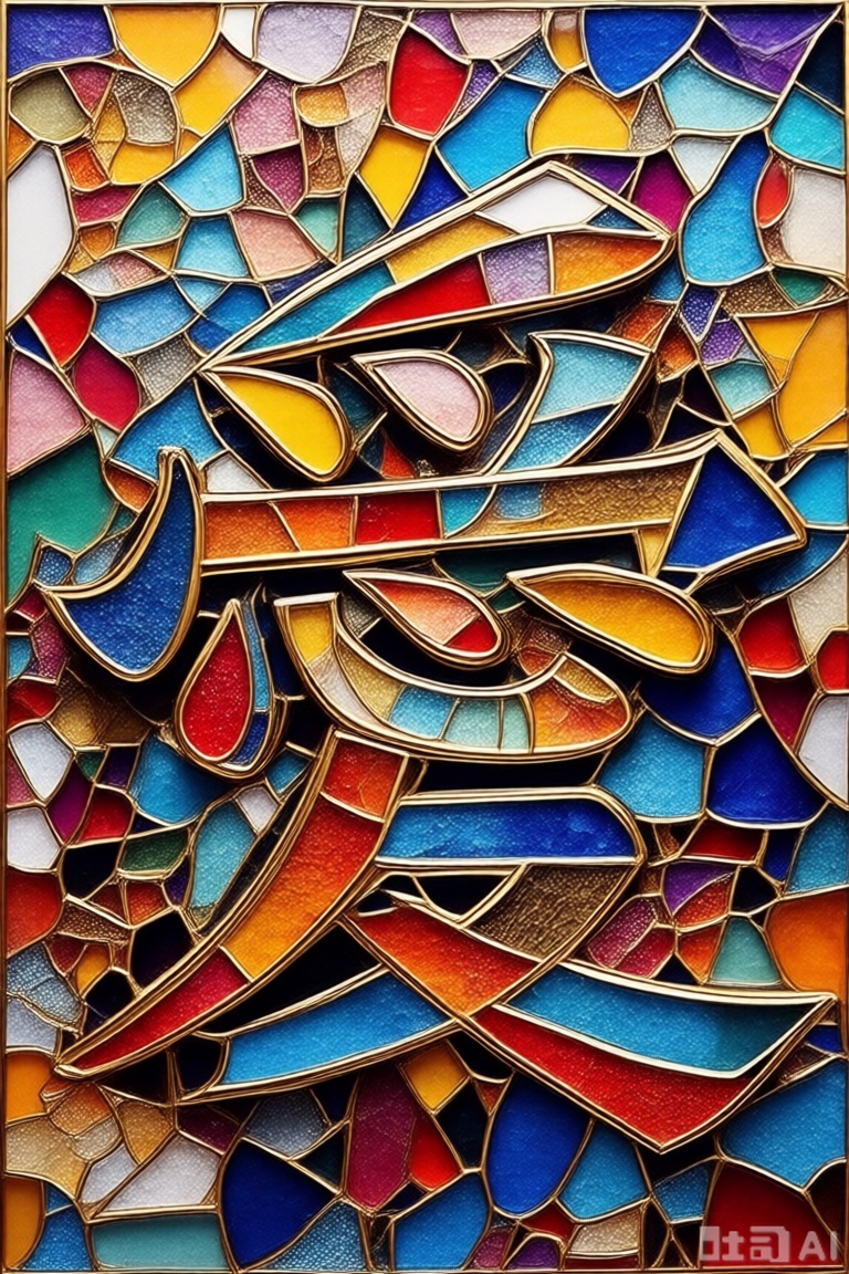 文字"爱",彩色玻璃拼画
