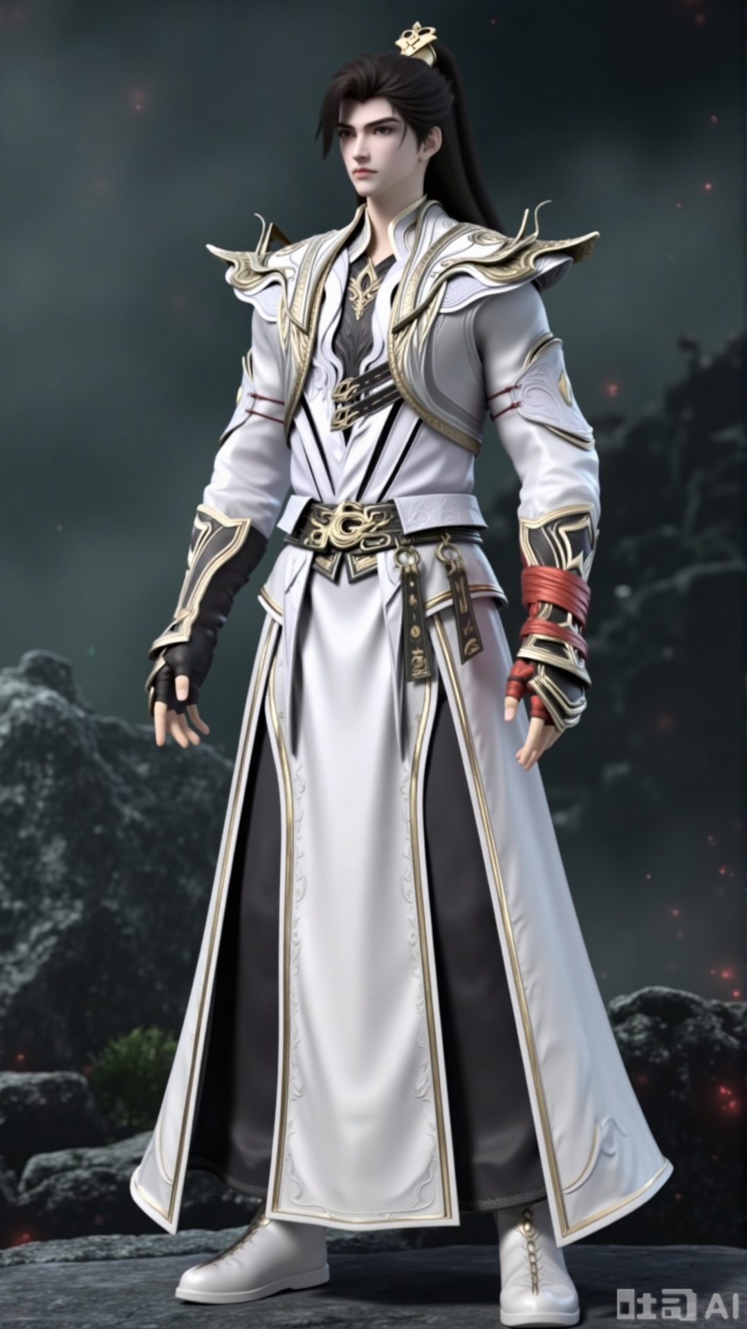 
3d_character_sh

1boy

solo

long hair

black hair

gloves

1boy

brown eyes

standing

male focus

black gloves

belt

fingerless gloves

armor

stairs

realistic

3D rendering

realistic character

detailed texture