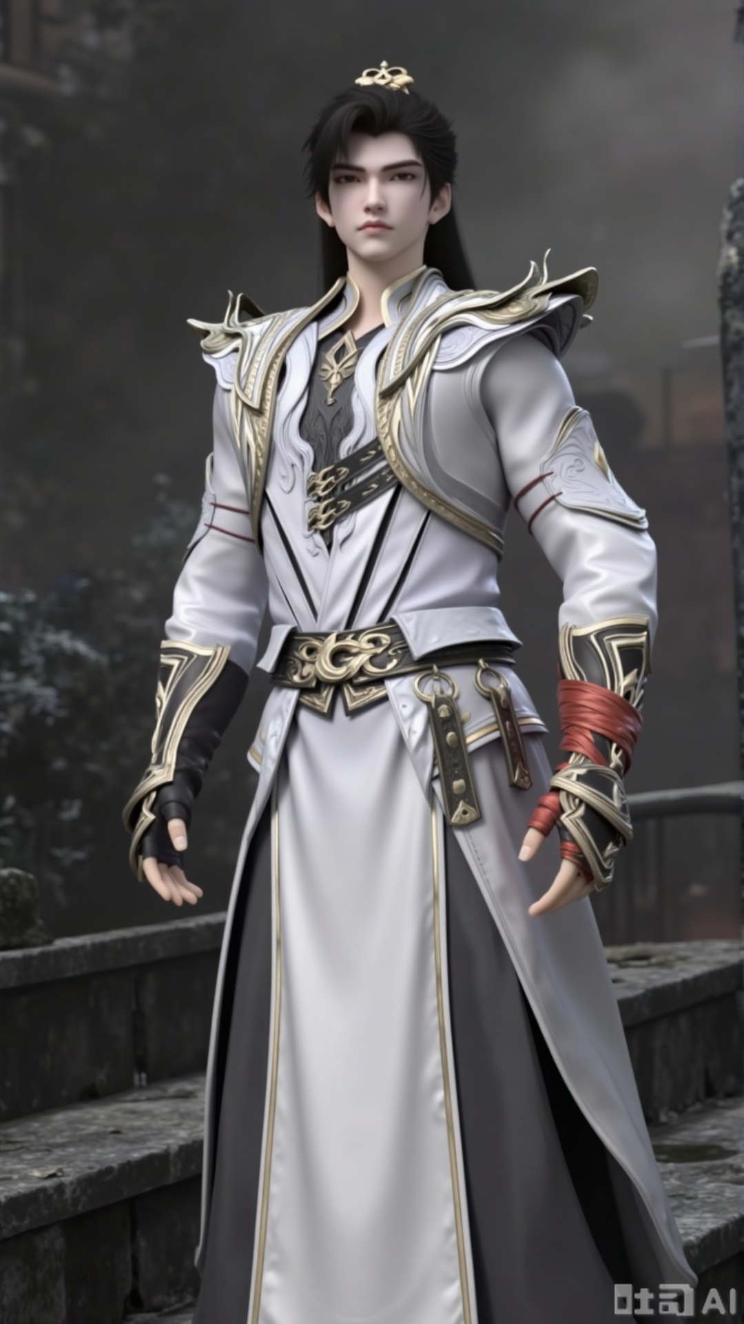 
3d_character_sh

1boy

solo

long hair

black hair

gloves

1boy

brown eyes

standing

male focus

black gloves

belt

fingerless gloves

armor

stairs

realistic

3D rendering

realistic character

detailed texture