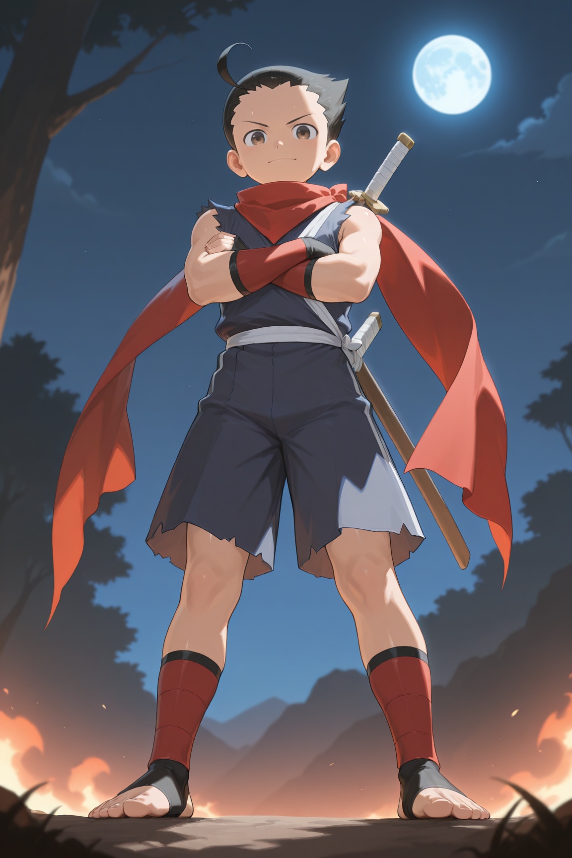 hokutomaru,  black hair,  brown eyes on Tensor.Art