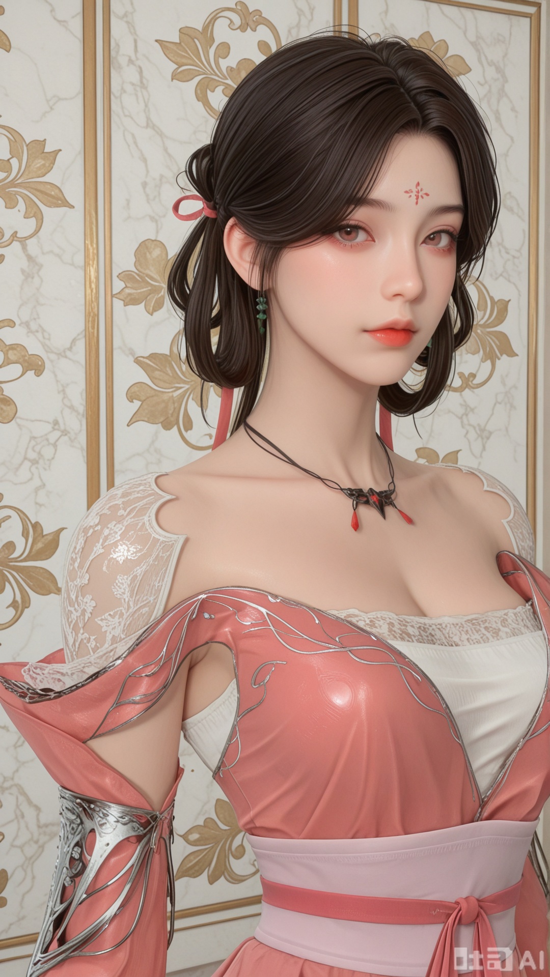 1girl, solo, xy clothes, exquisite skin, upper_body, looking at viewer, even illumination, very awa, Solid Glossy and cloud background,