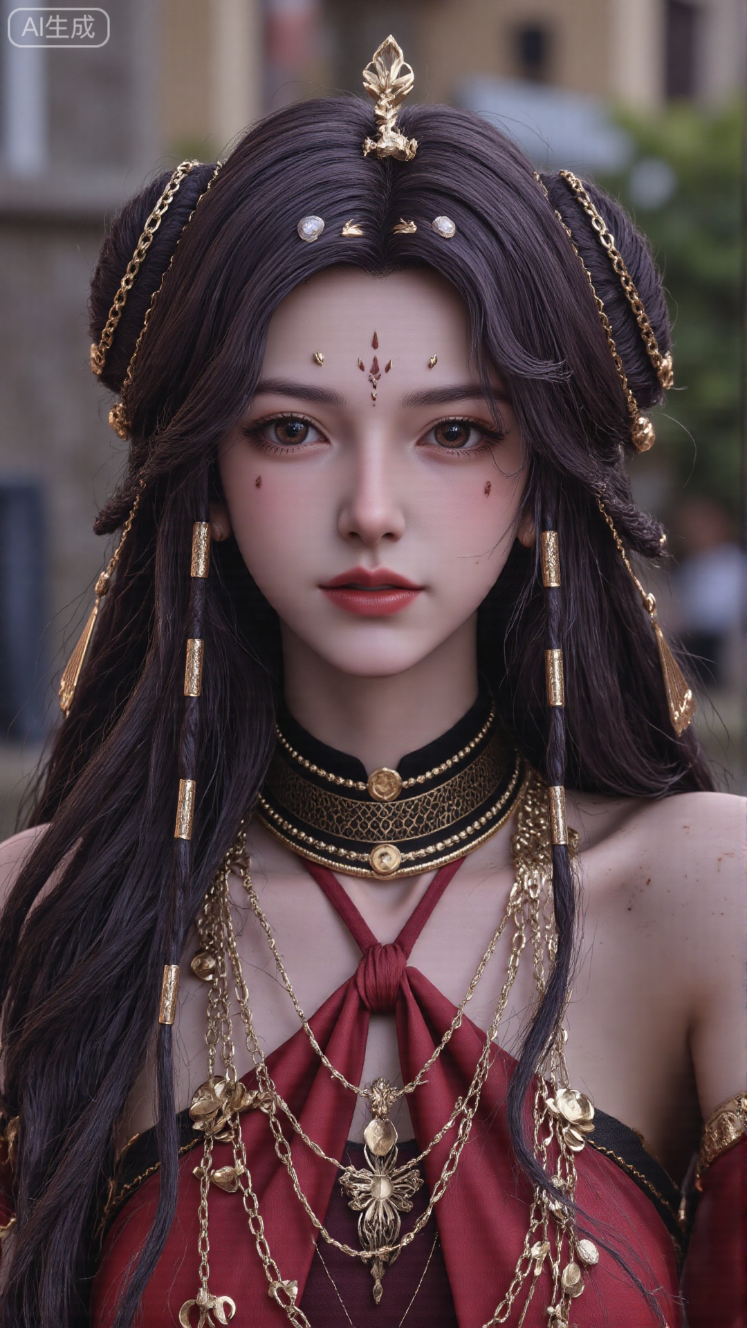 1girl, mischevious smile, perfect body, scenery, sharp focus, best quality, masterpiece, detailed outfit, illustration, perfect eyes, finely detailed beautiful anime eyes, realistic skin, intricate details, best lighting, depth of field, ultra high resolution,cowboy_shot