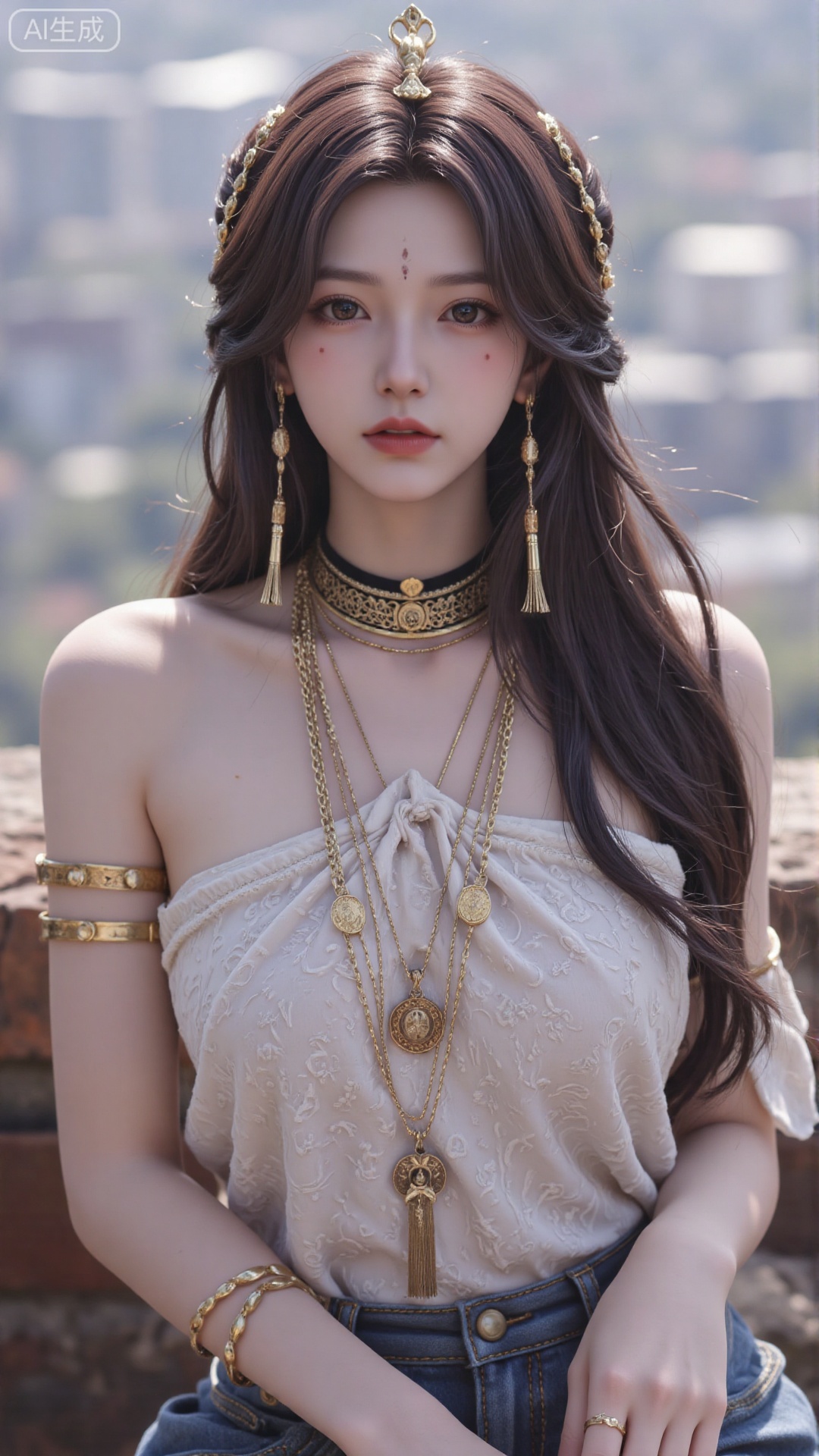 1girl, mischevious smile, perfect body, scenery, sharp focus, best quality, masterpiece, detailed outfit, illustration, perfect eyes, finely detailed beautiful anime eyes, realistic skin, intricate details, best lighting, depth of field, ultra high resolution, sitting