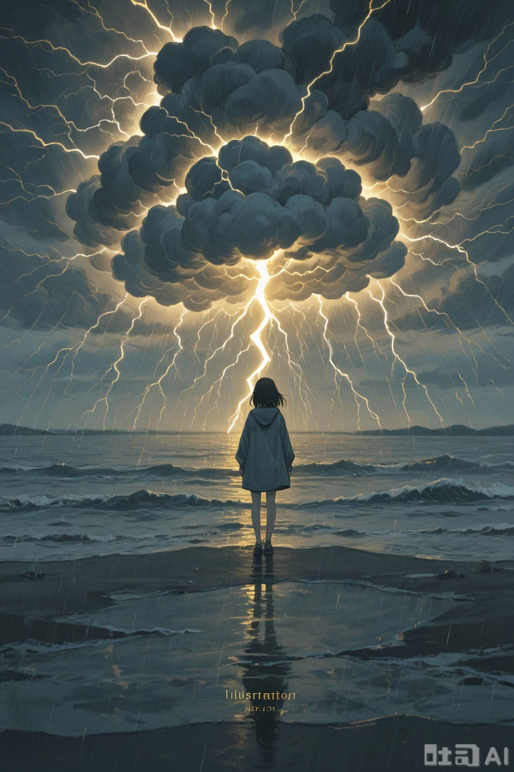 Digital art,illustration,masterpiece,best quality, //
,(thunderstorm theme:1.3),