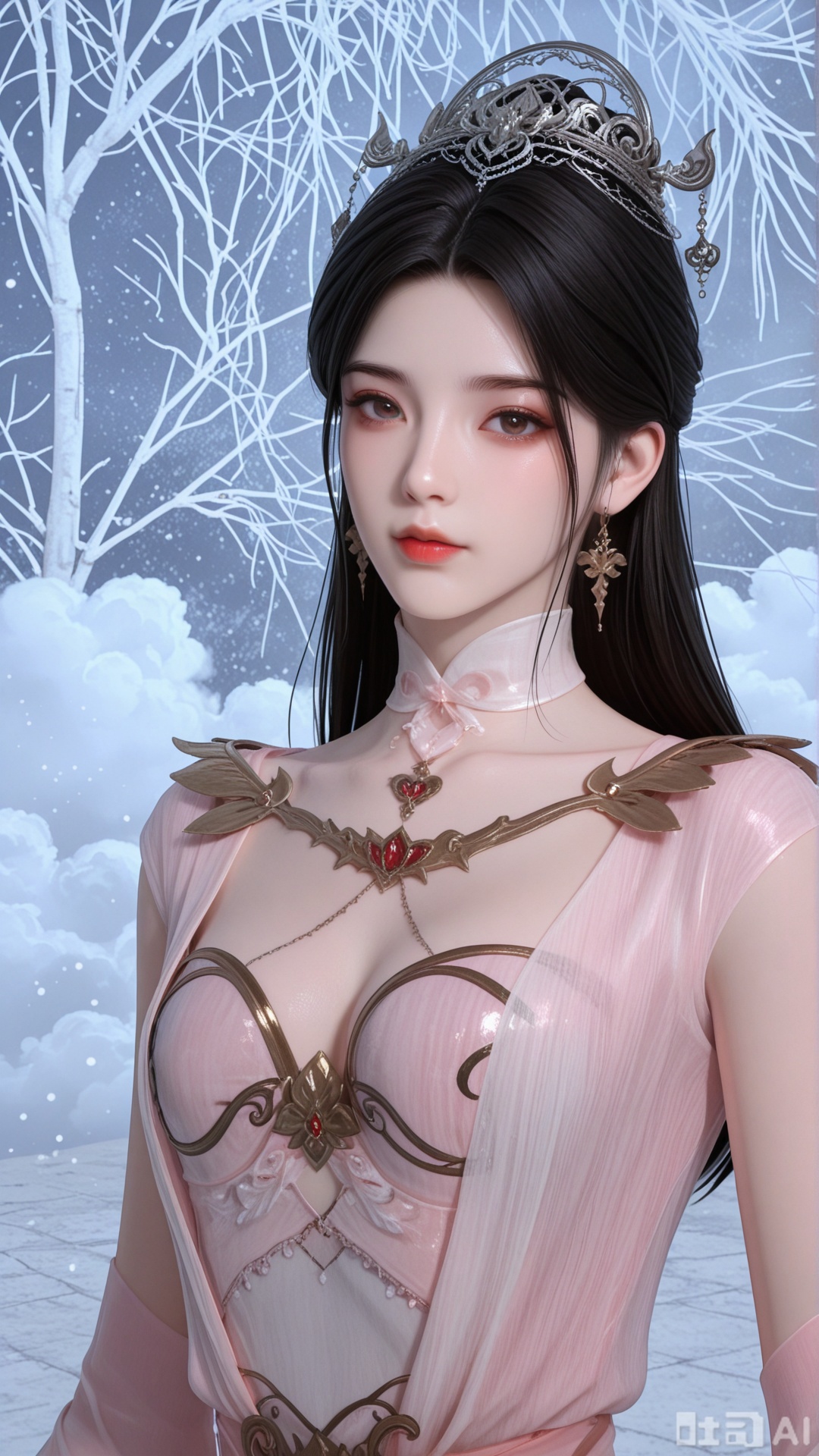 1girl, solo, ZX clothes, exquisite skin, upper_body, looking at viewer, even illumination, very awa, Solid Glossy and cloud background,