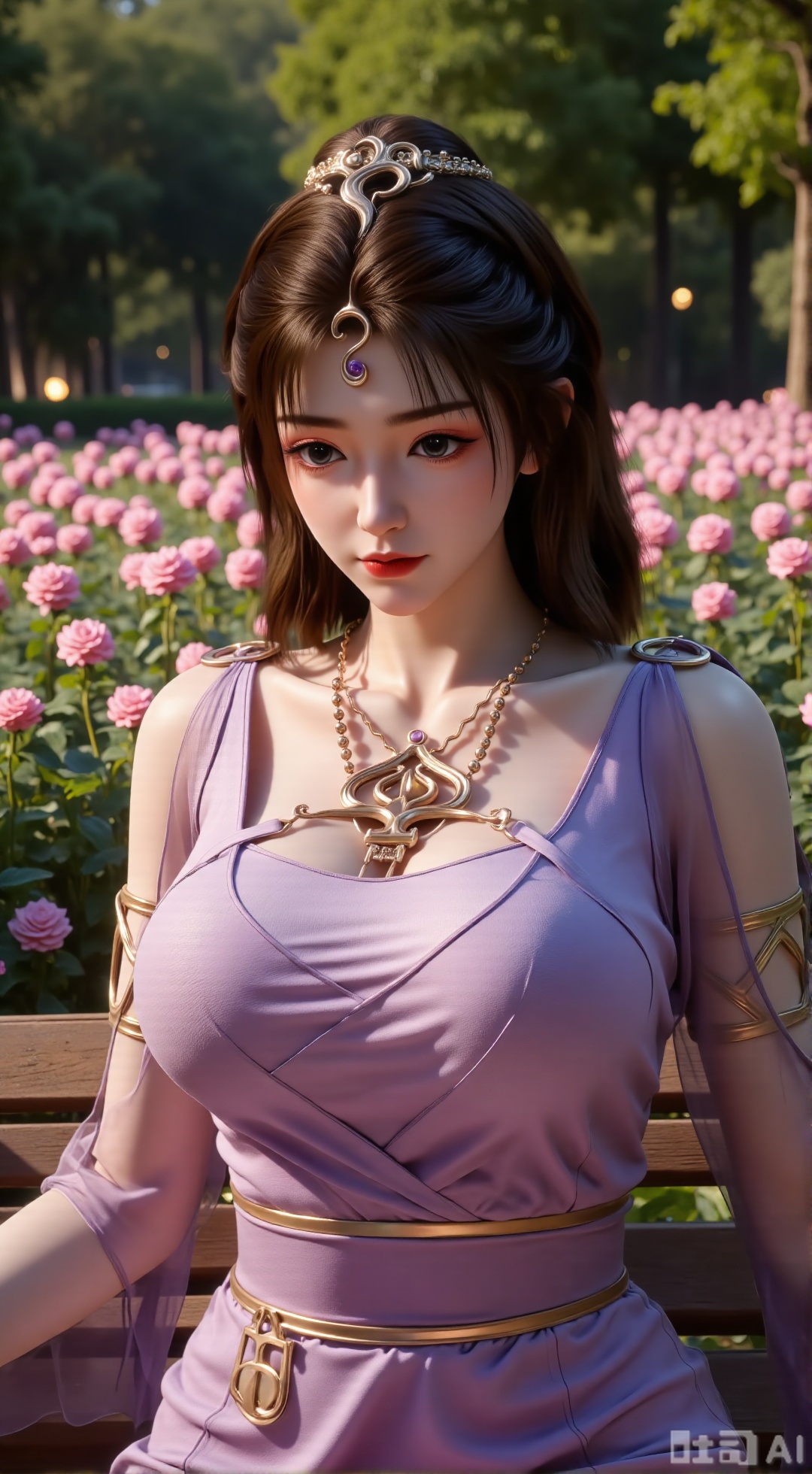 (masterpiece, best quality:1.2),A beauty ,(dress). Leaning on a garden bench filled with macaron - colored flowers,.Sunlight filters through the leaves onto her face, creating a lazy and gentle atmosphere, and her skirt sways softly in the breeze. 8K resolution, detailed texture of knitted fabric, lustrous pearl texture, vivid flower colors, soft natural light, Instagram - style filter texture.,(huge breasts:2.99),(full breasts:2.99),,,XXbaifengsongyuYH,Xbigbreasts,Xmengkeerheihua,XwensiyueYH,XwensiyueXYH,XmengkeerHH
