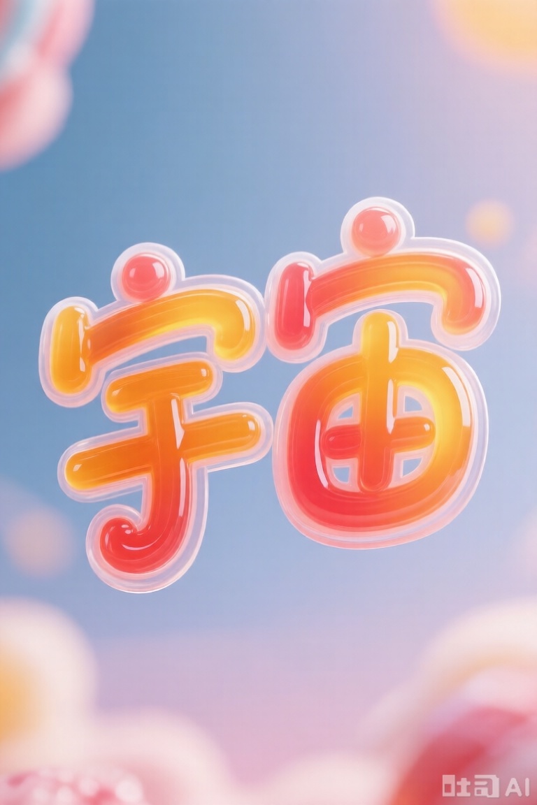 文字"宇宙",Candy jelly style